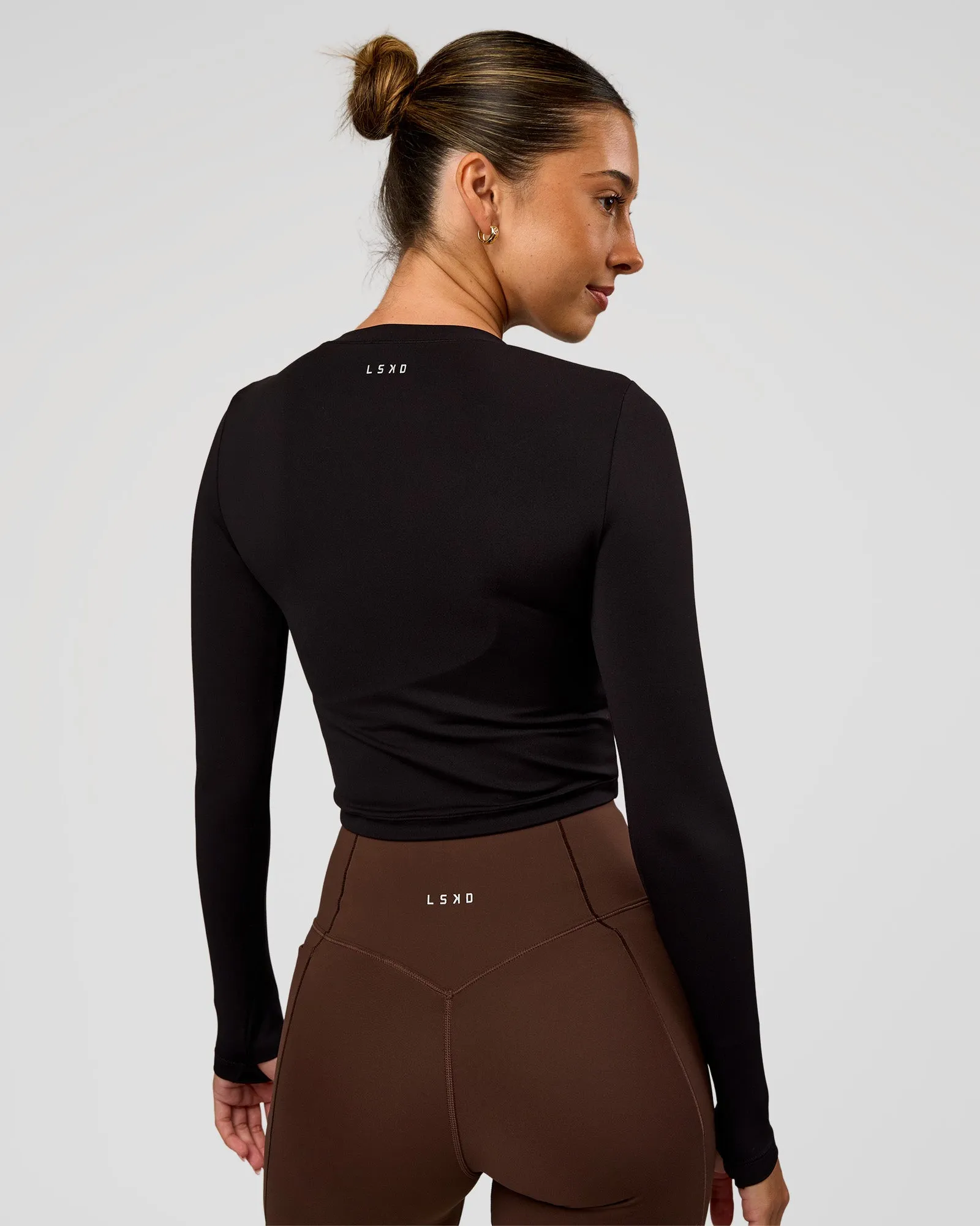 Staple Long Sleeve Cropped Tee 2.0 - Black sold by LSKD product image thumbnail 2