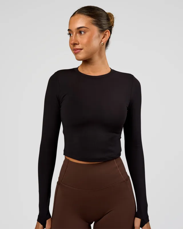 Staple Long Sleeve Cropped Tee 2.0 - Black made by LSKD