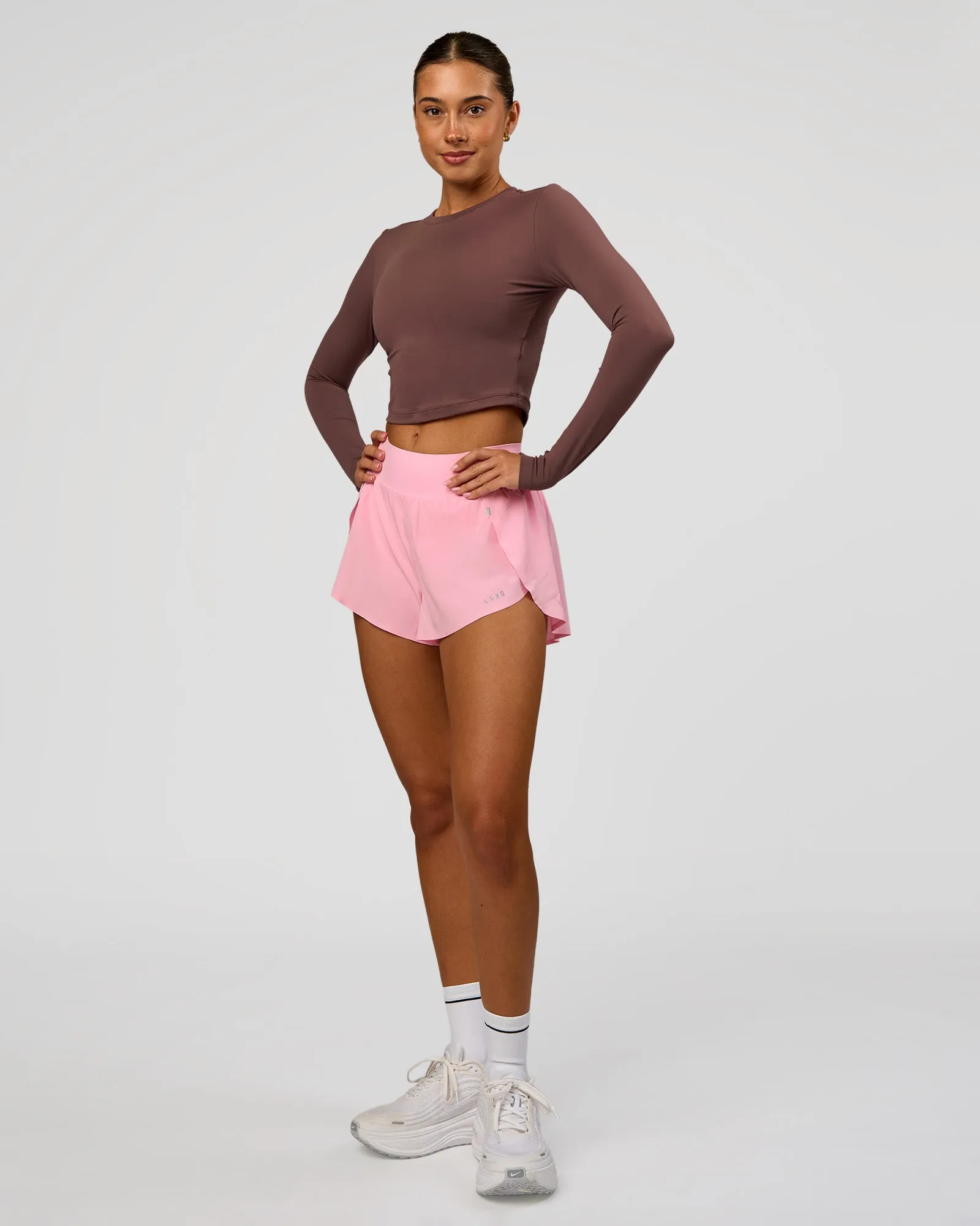 Staple Long Sleeve Cropped Tee 2.0 - Cocoa Powder sold by LSKD product image thumbnail 4