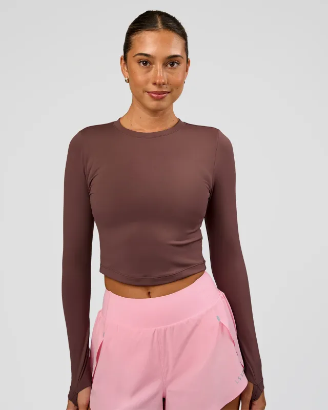 Staple Long Sleeve Cropped Tee 2.0 - Cocoa Powder made by LSKD