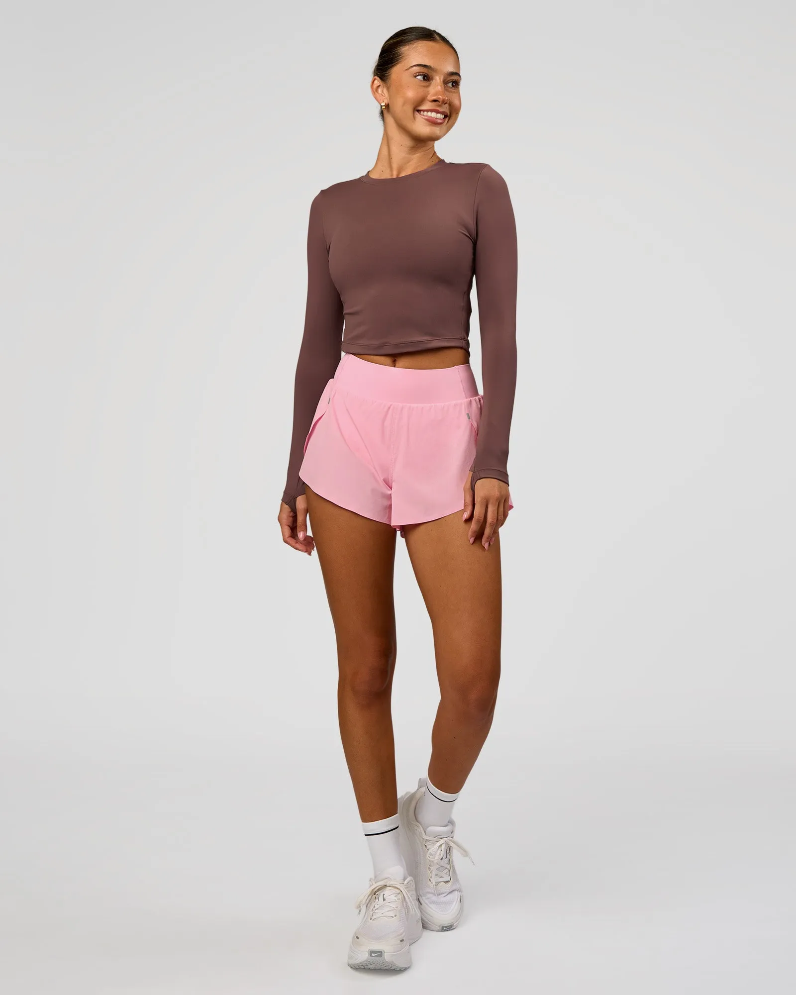 Staple Long Sleeve Cropped Tee 2.0 - Cocoa Powder sold by LSKD product image thumbnail 5