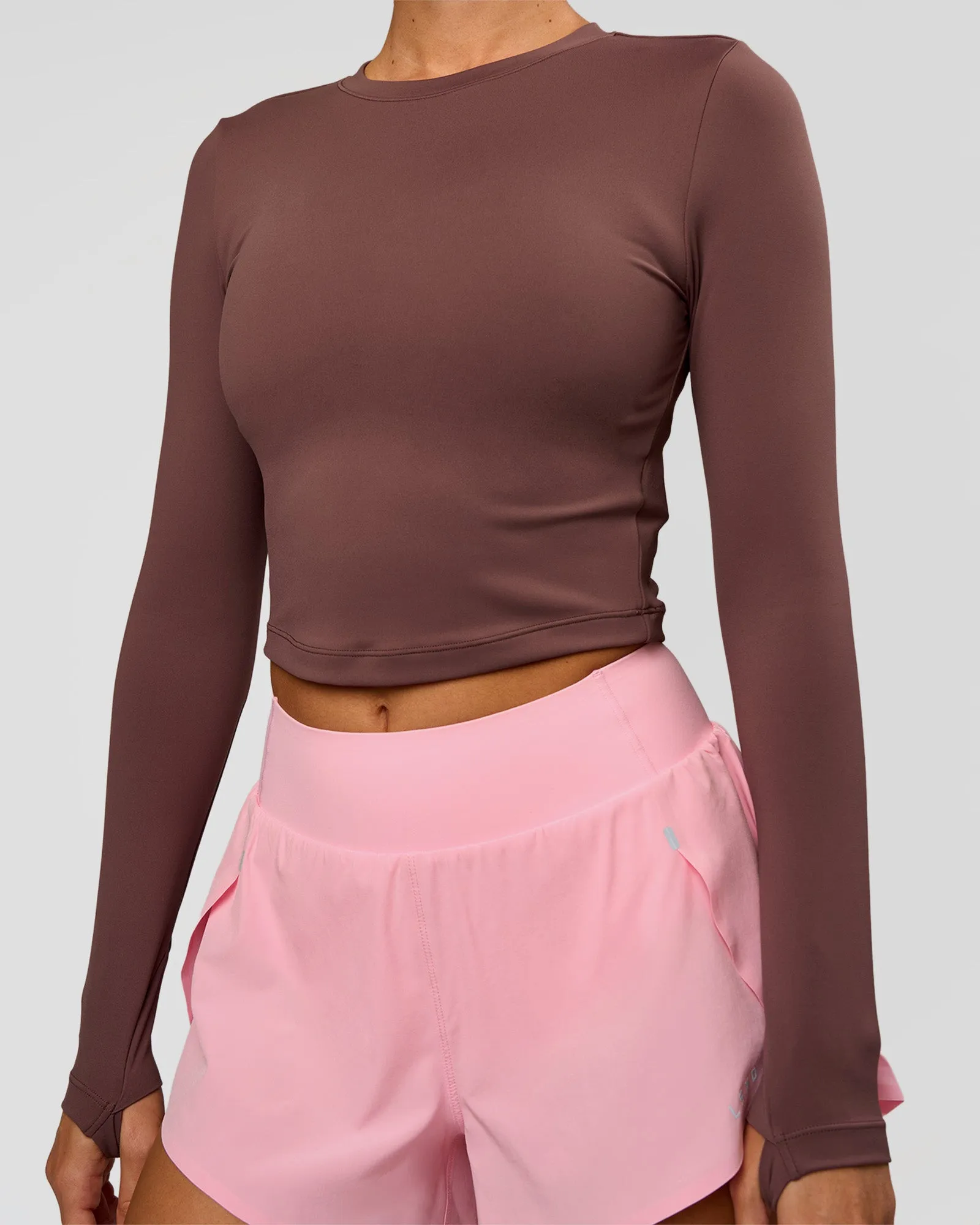 Staple Long Sleeve Cropped Tee 2.0 - Cocoa Powder sold by LSKD product image thumbnail 2