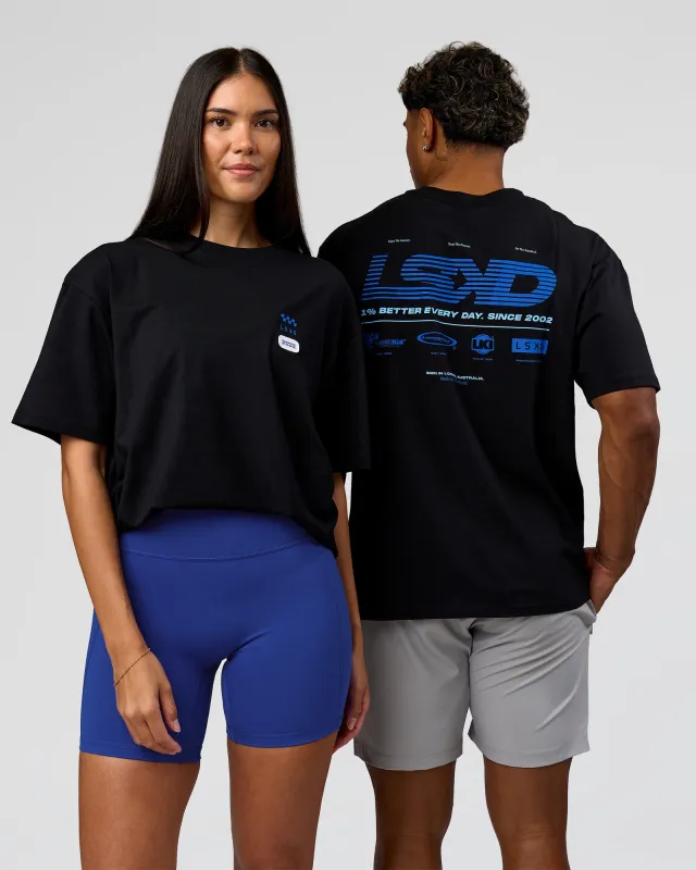 Archive FLXCotton Oversized Tee - Black-Electric Indigo made by LSKD