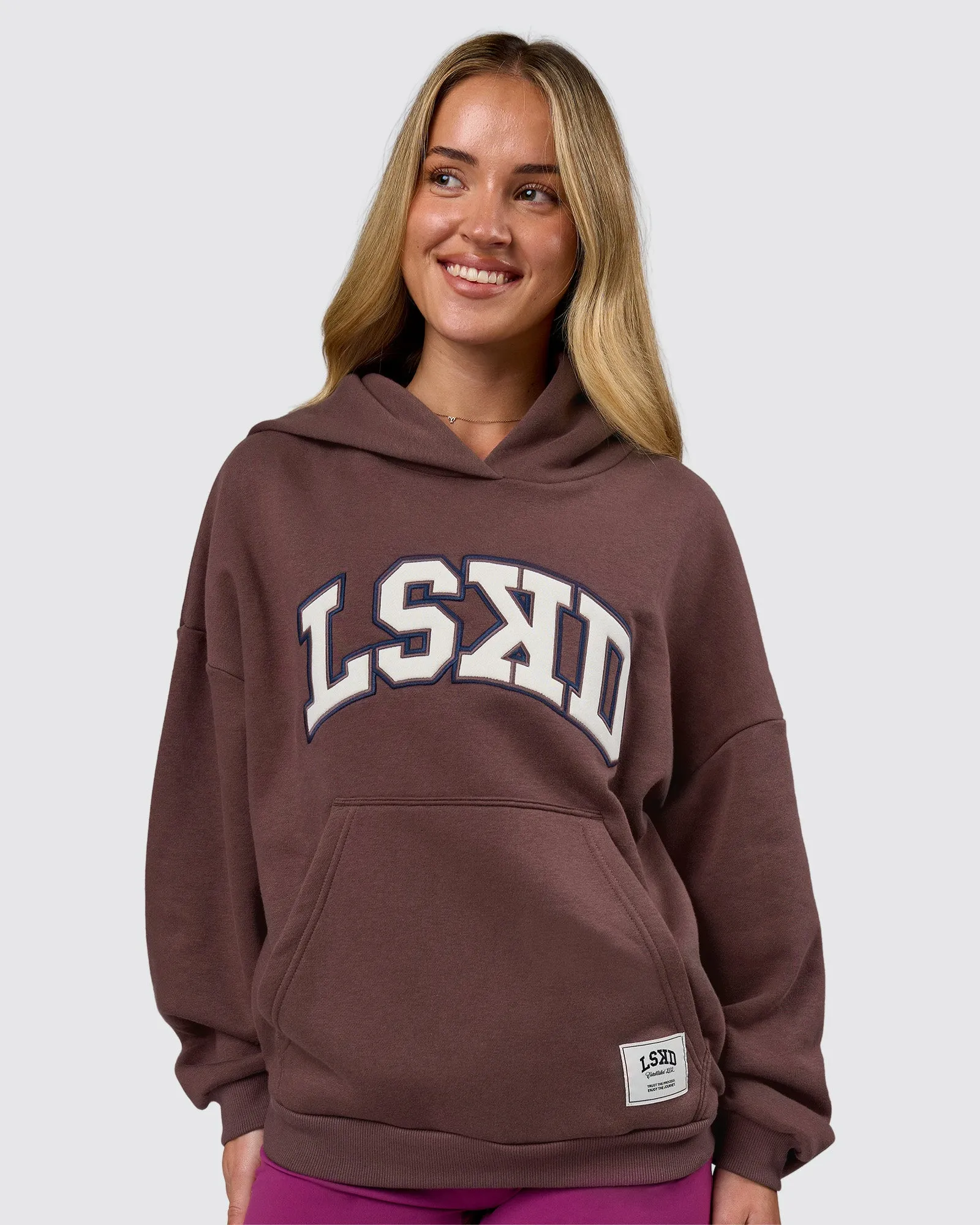 Varsity Boxy Hoodie - Cocoa Powder-Off White sold by LSKD product image thumbnail 5