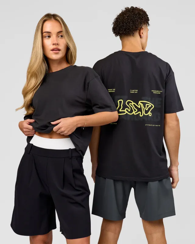 Benchmark FLXCotton Oversized Tee - Onyx-Yellow Fizz made by LSKD