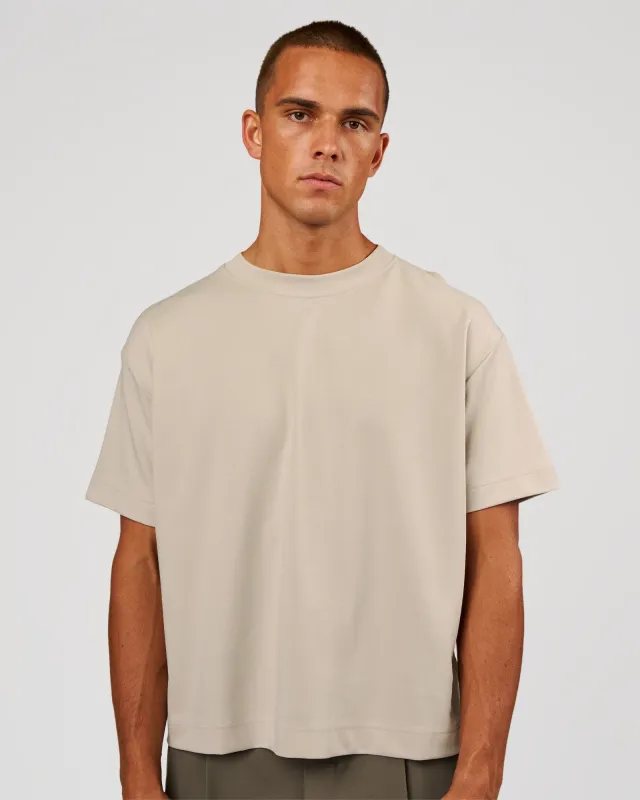 AfterDark ZeroCrease Boxy Tee - Shale Beige made by LSKD