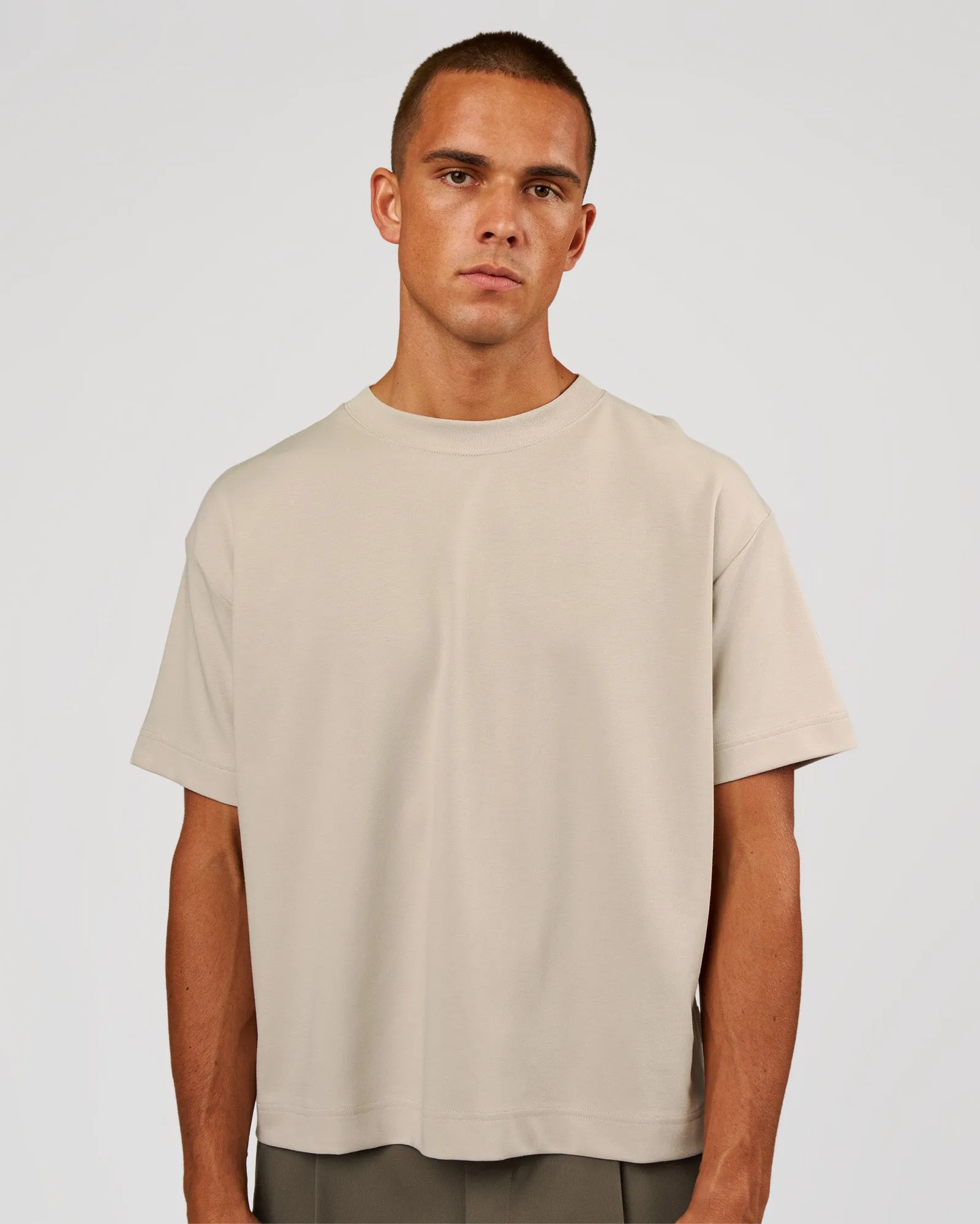 AfterDark ZeroCrease Boxy Tee - Shale Beige sold by LSKD