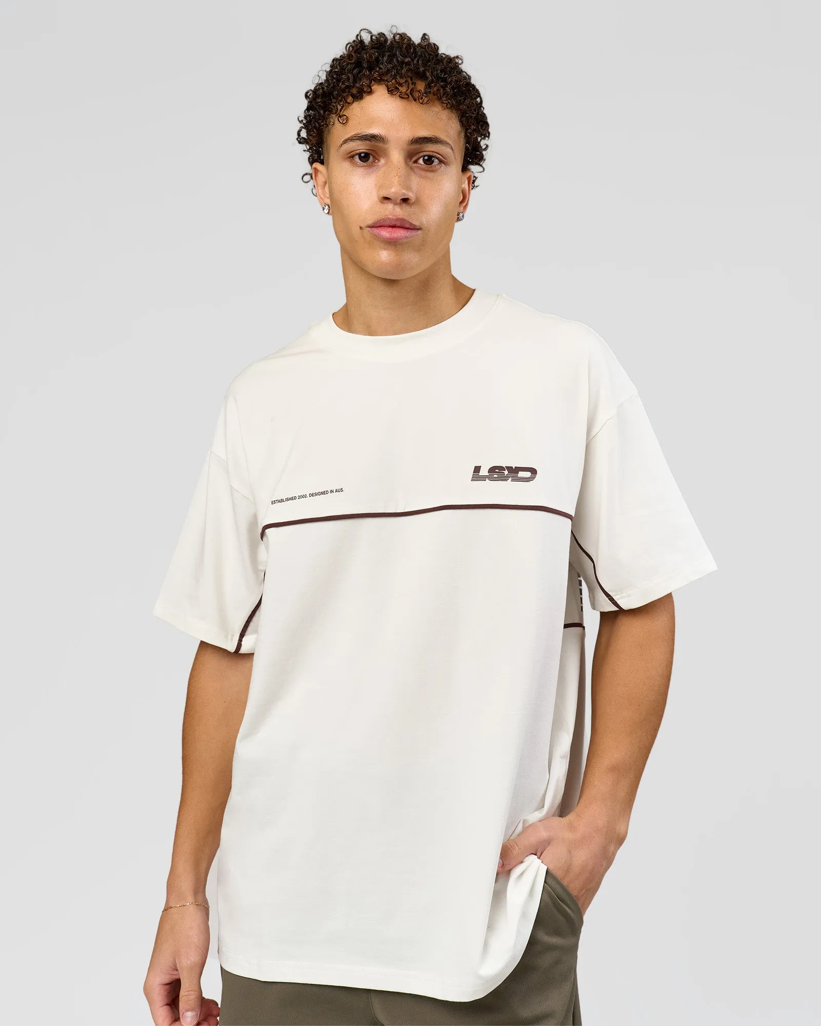 Inline Heavyweight FLXCotton Oversized Tee - Off White-Hot Chocolate sold by LSKD product image thumbnail 5