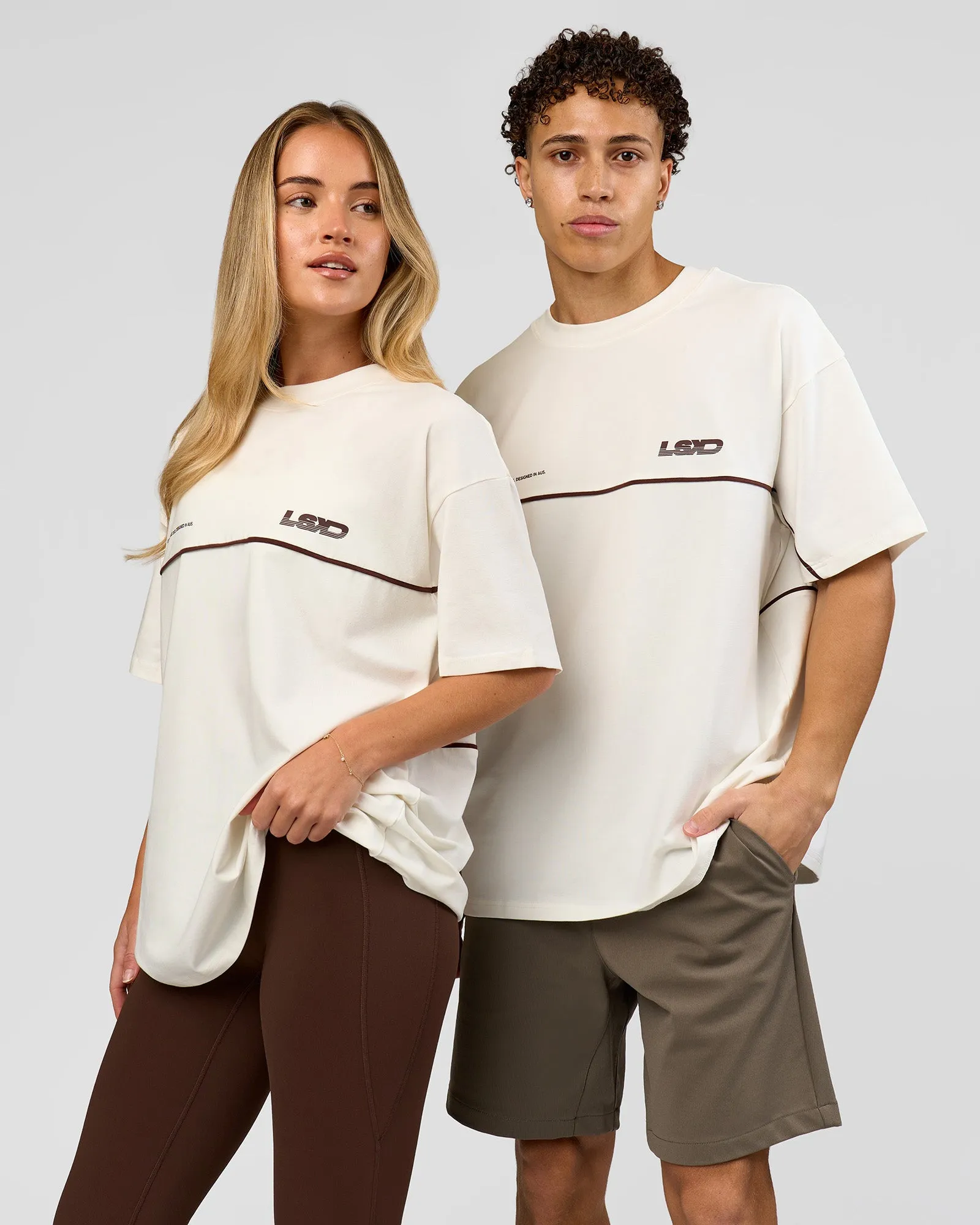Inline Heavyweight FLXCotton Oversized Tee - Off White-Hot Chocolate sold by LSKD product image thumbnail 2