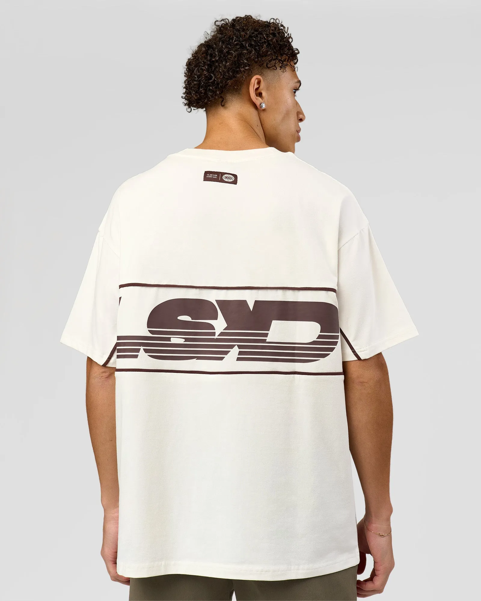 Inline Heavyweight FLXCotton Oversized Tee - Off White-Hot Chocolate sold by LSKD product image thumbnail 4