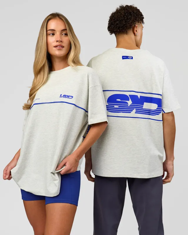 Inline Heavyweight FLXCotton Oversized Tee - Silver Marl-Power Cobalt made by LSKD
