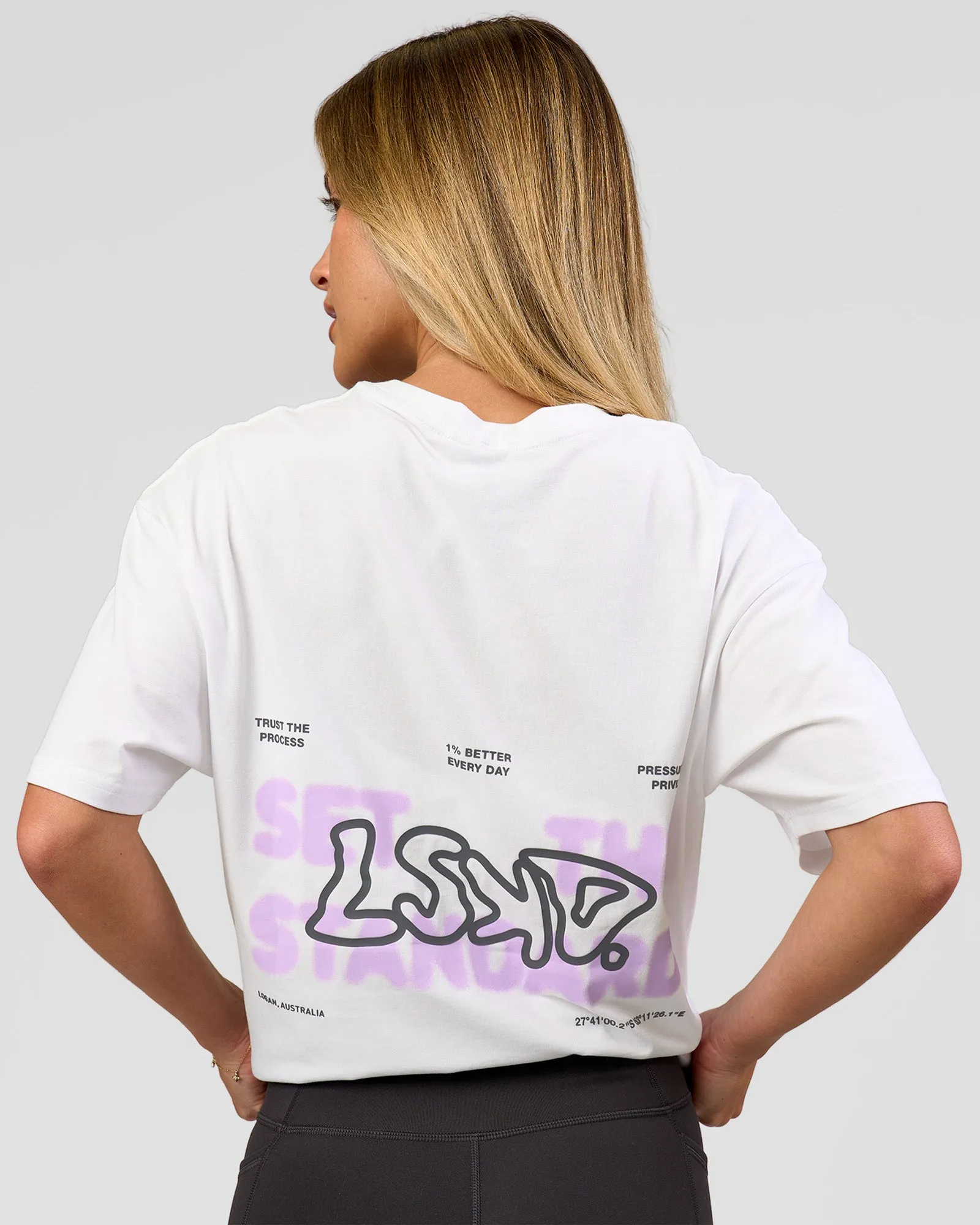 Benchmark FLXCotton Oversized Tee - White-Pale Lilac sold by LSKD product image thumbnail 3