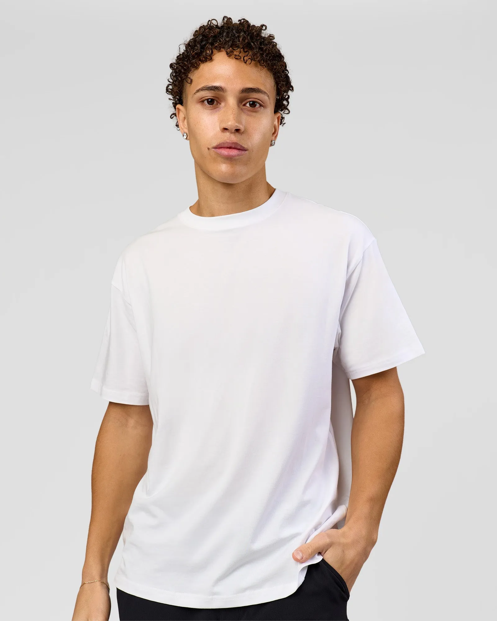 Benchmark FLXCotton Oversized Tee - White-Pale Lilac sold by LSKD product image thumbnail 5