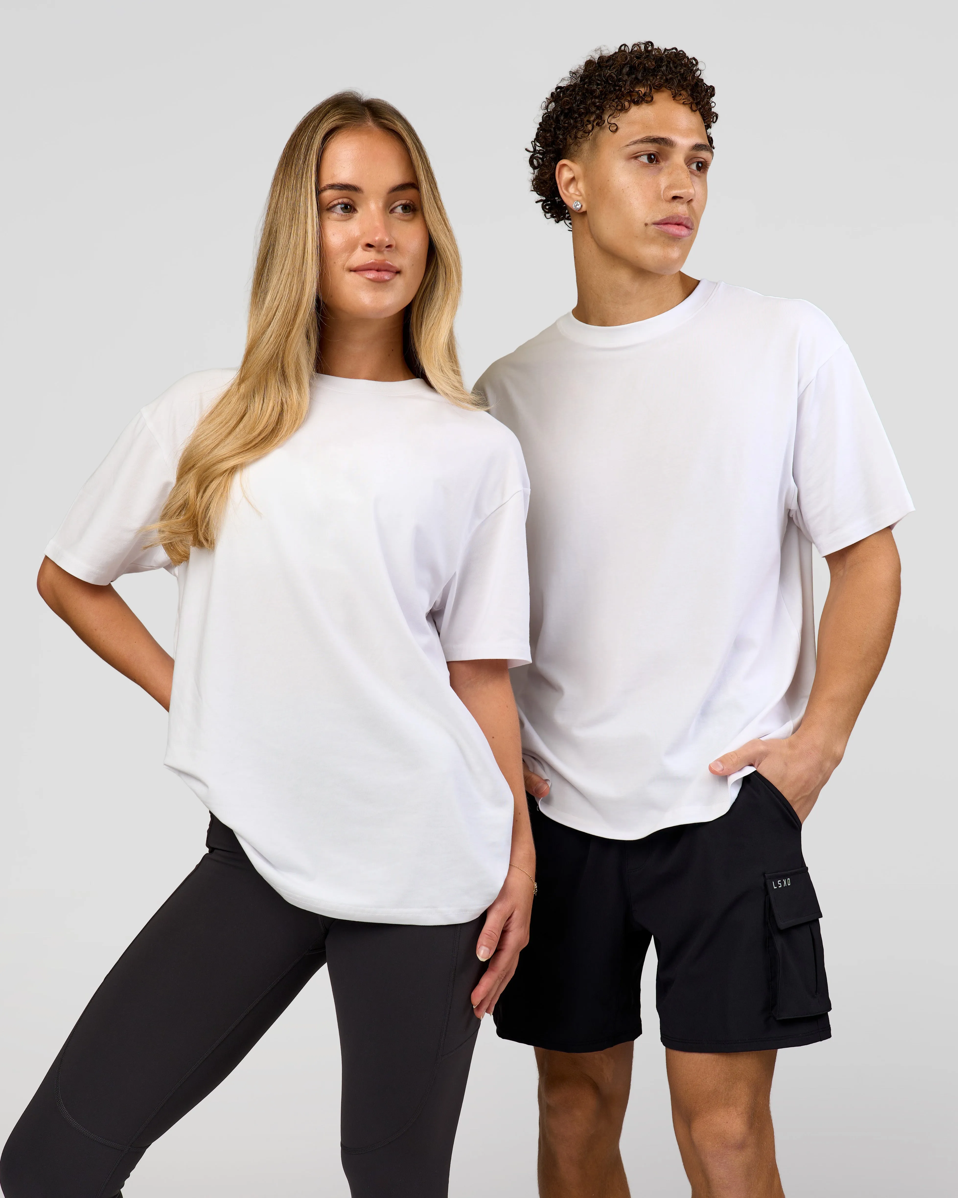 Benchmark FLXCotton Oversized Tee - White-Pale Lilac sold by LSKD product image thumbnail 4