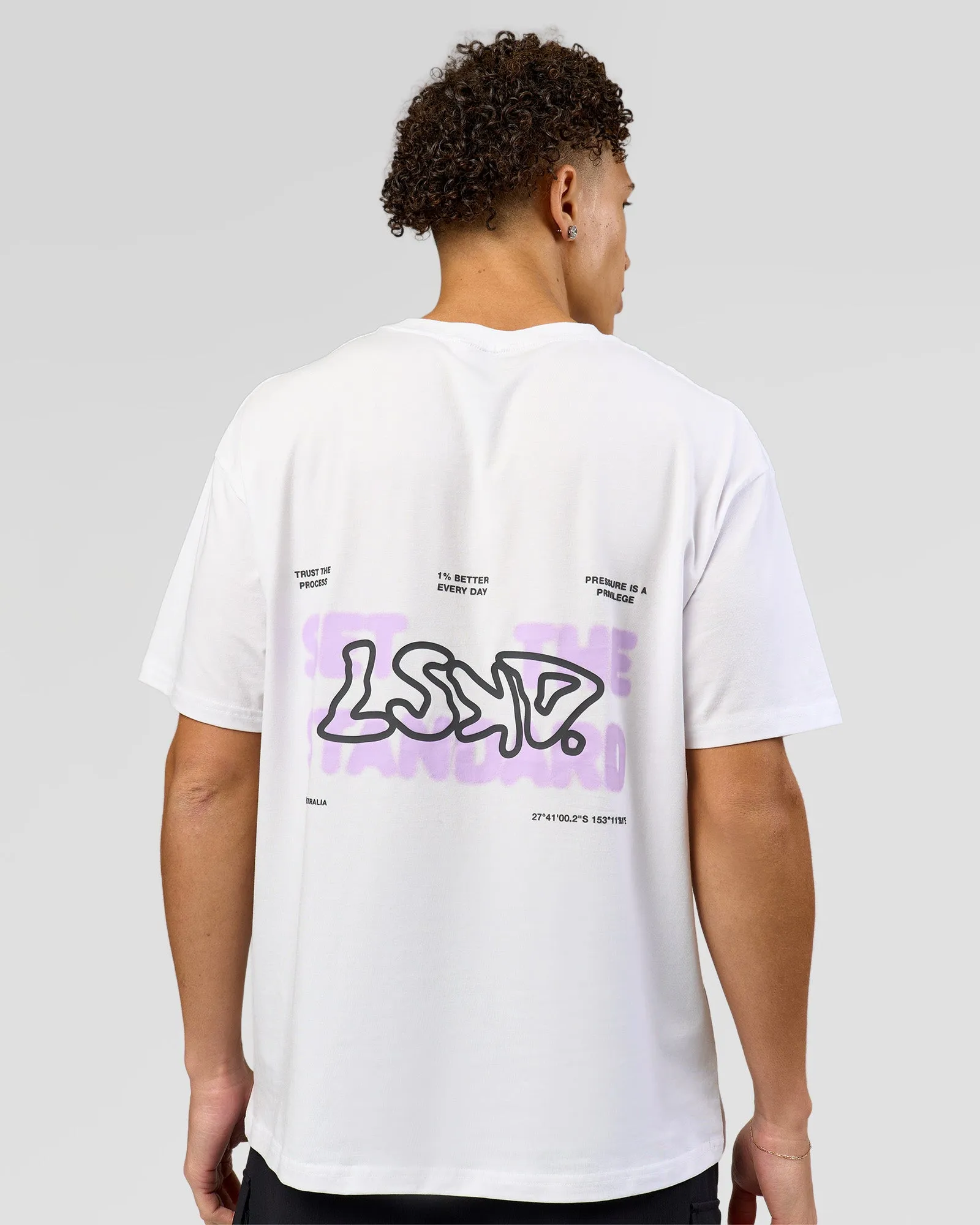 Benchmark FLXCotton Oversized Tee - White-Pale Lilac sold by LSKD product image thumbnail 2