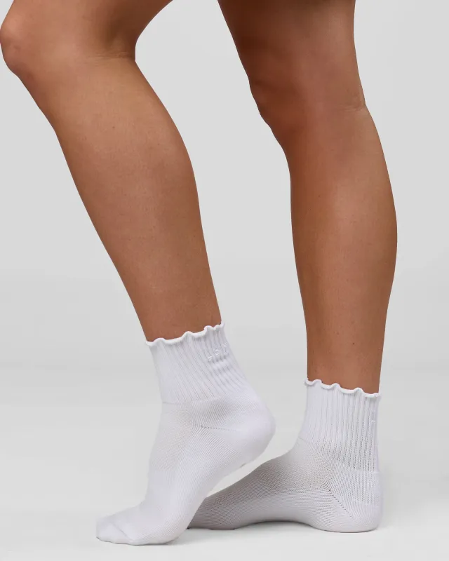Performance Frill Quarter Sock - White-White made by LSKD