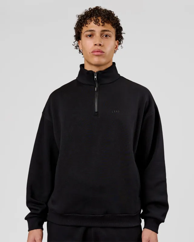 Base Quarter Zip Sweater - Black made by LSKD