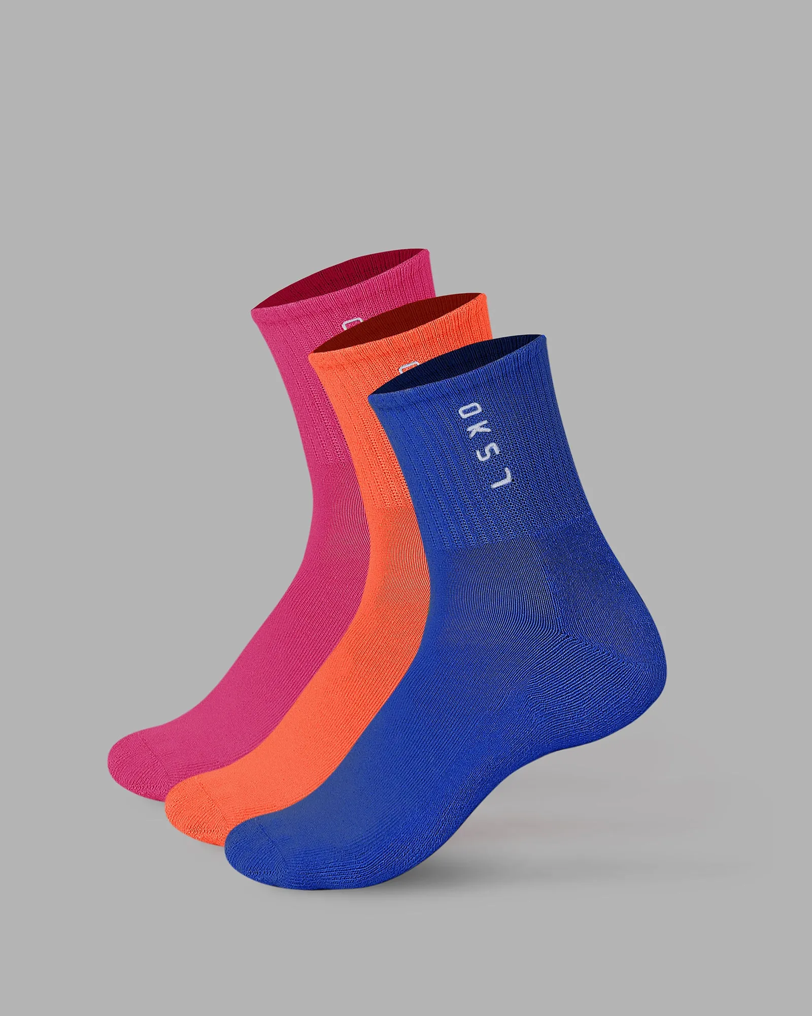 Signal Quarter Socks 3 Pack - Impact Orange/Galactic Cobalt/Magenta sold by LSKD