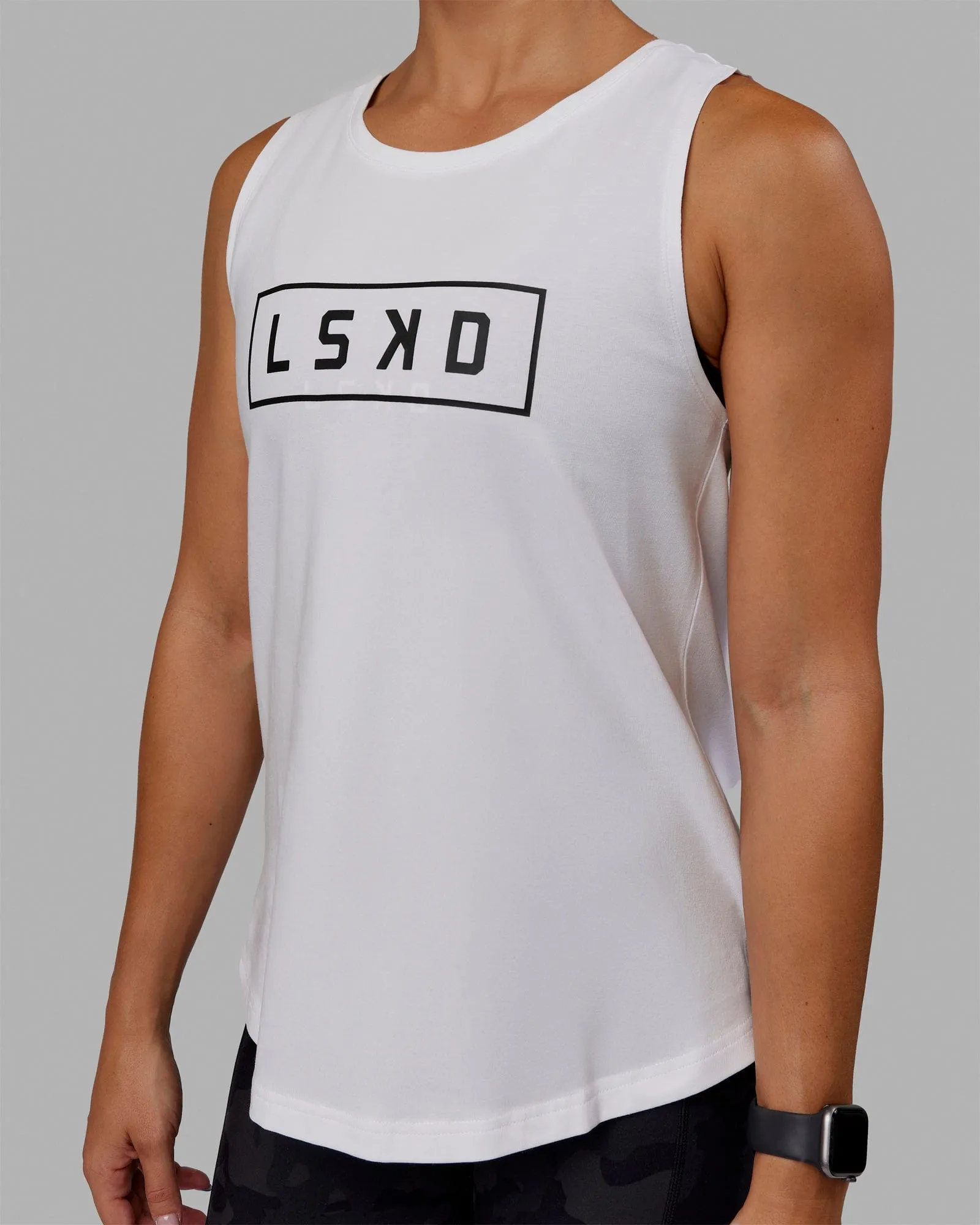 Luna FLXCotton Longline Tank - White-Black sold by LSKD product image thumbnail 5