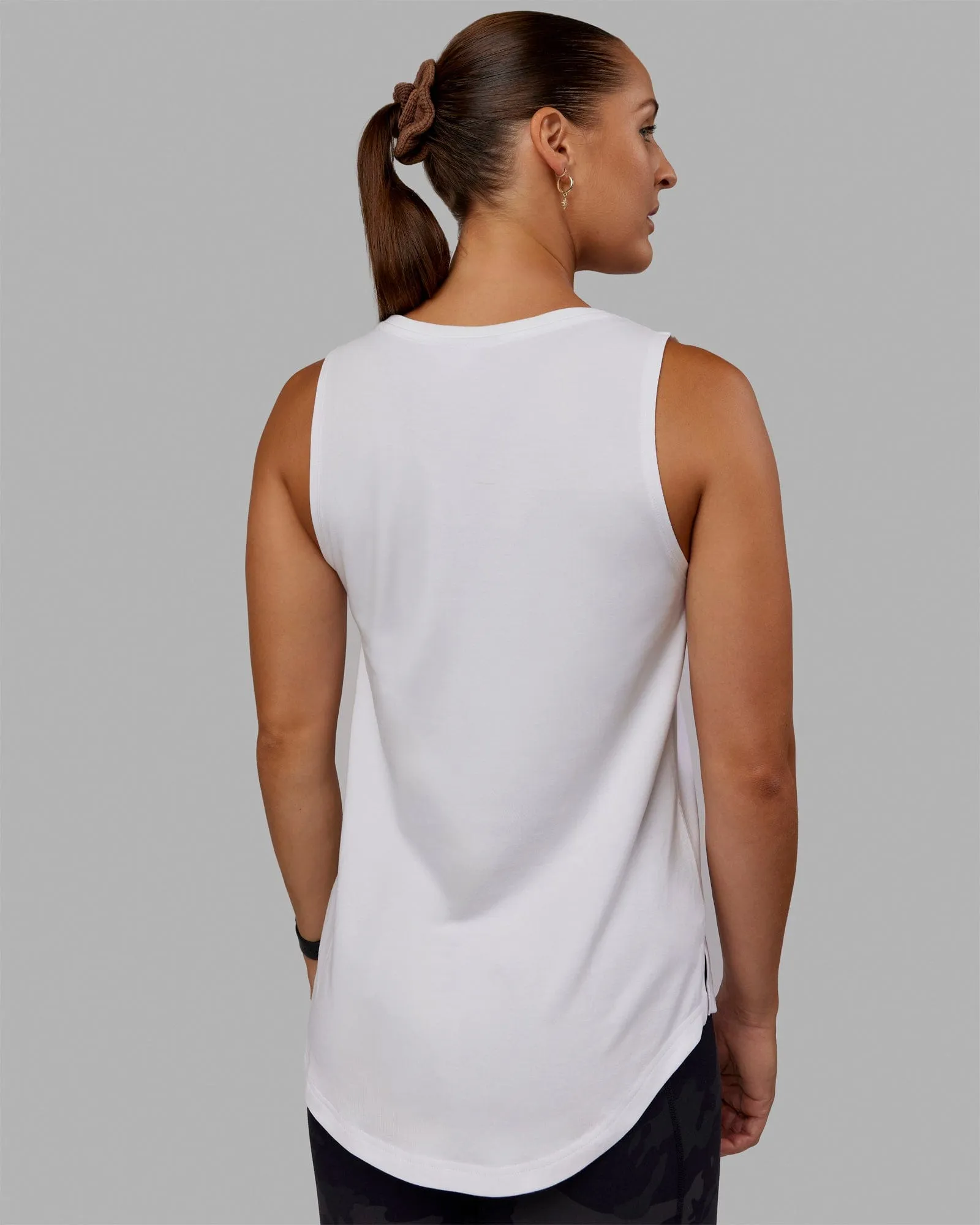 Luna FLXCotton Longline Tank - White-Black sold by LSKD product image thumbnail 3