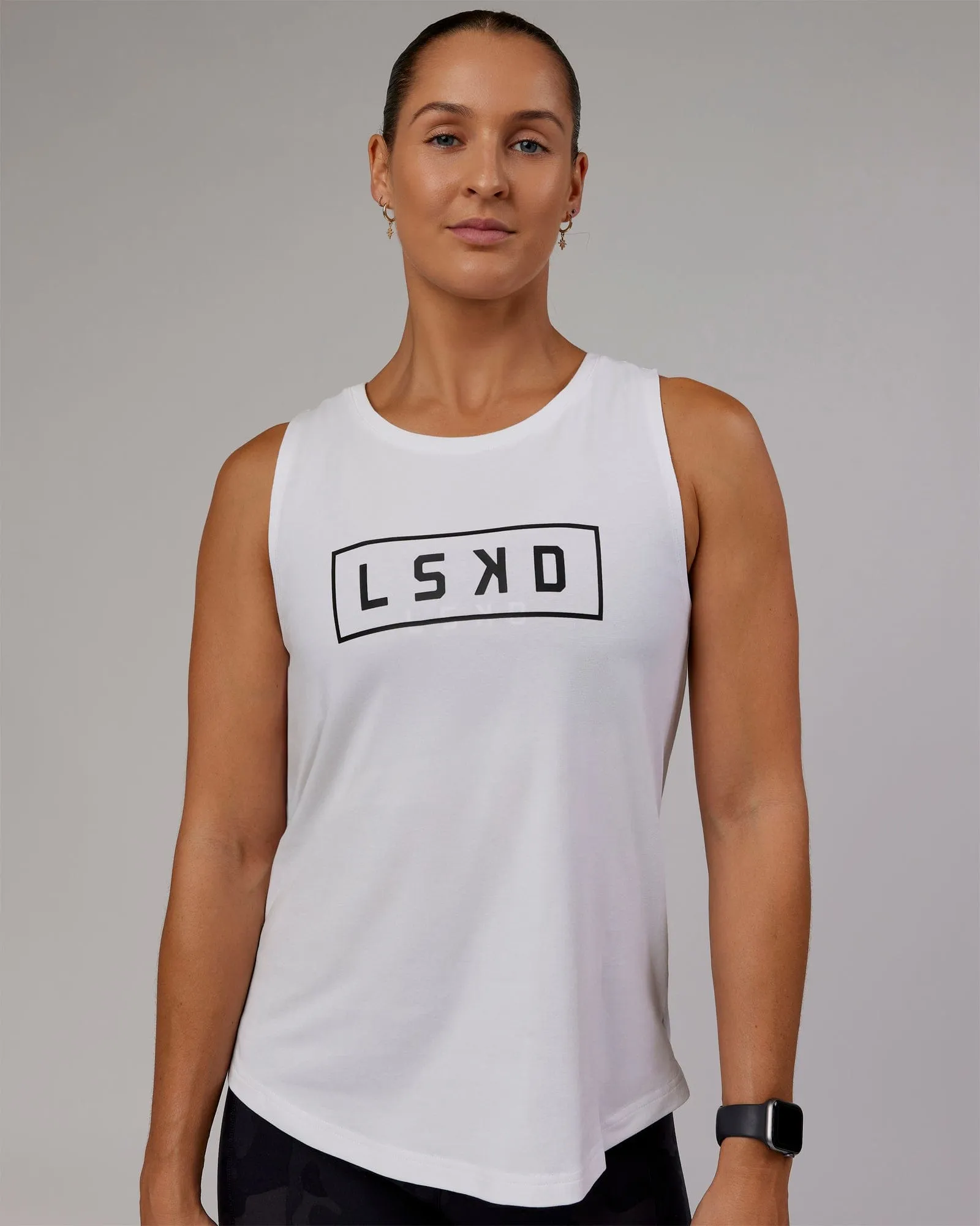 Luna FLXCotton Longline Tank - White-Black sold by LSKD product image thumbnail 2