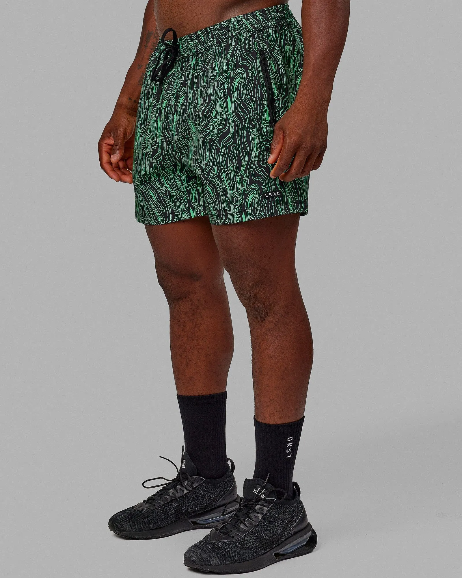 Rep 5" Performance Short - Topographic Black-Lime sold by LSKD