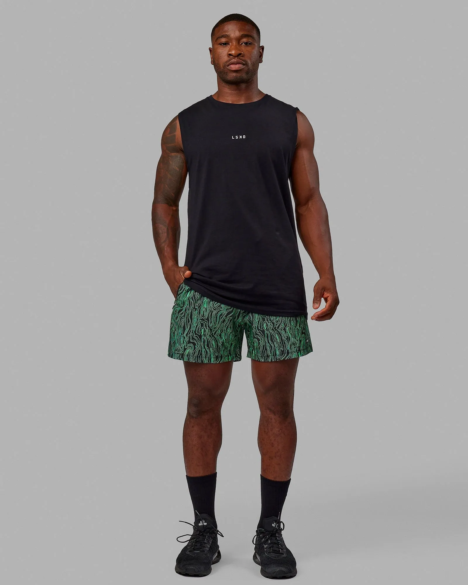 Rep 5" Performance Short - Topographic Black-Lime sold by LSKD product image thumbnail 2