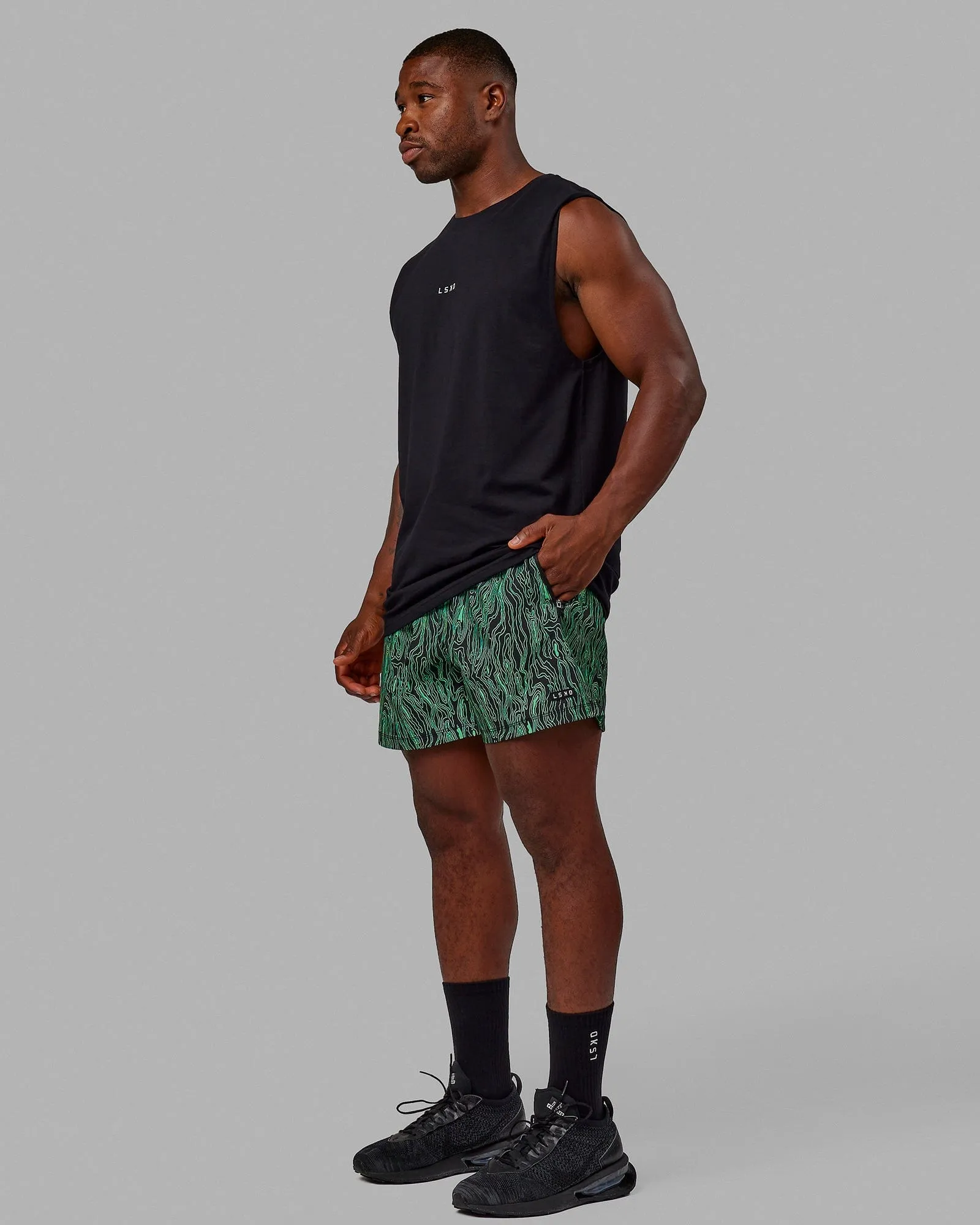 Rep 5" Performance Short - Topographic Black-Lime sold by LSKD product image thumbnail 4