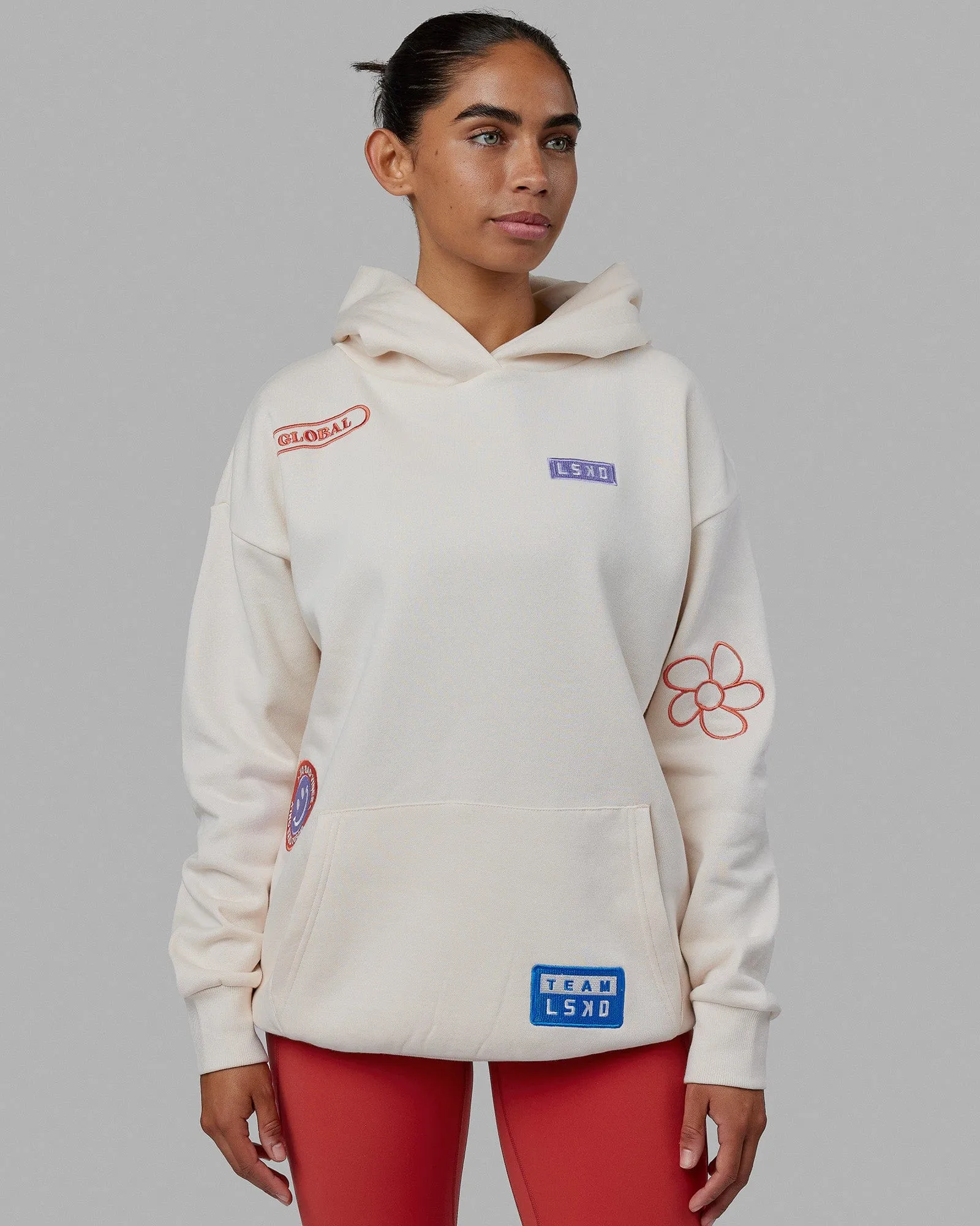 Unisex Patchwork Hoodie Oversize - Off White sold by LSKD product image thumbnail 2