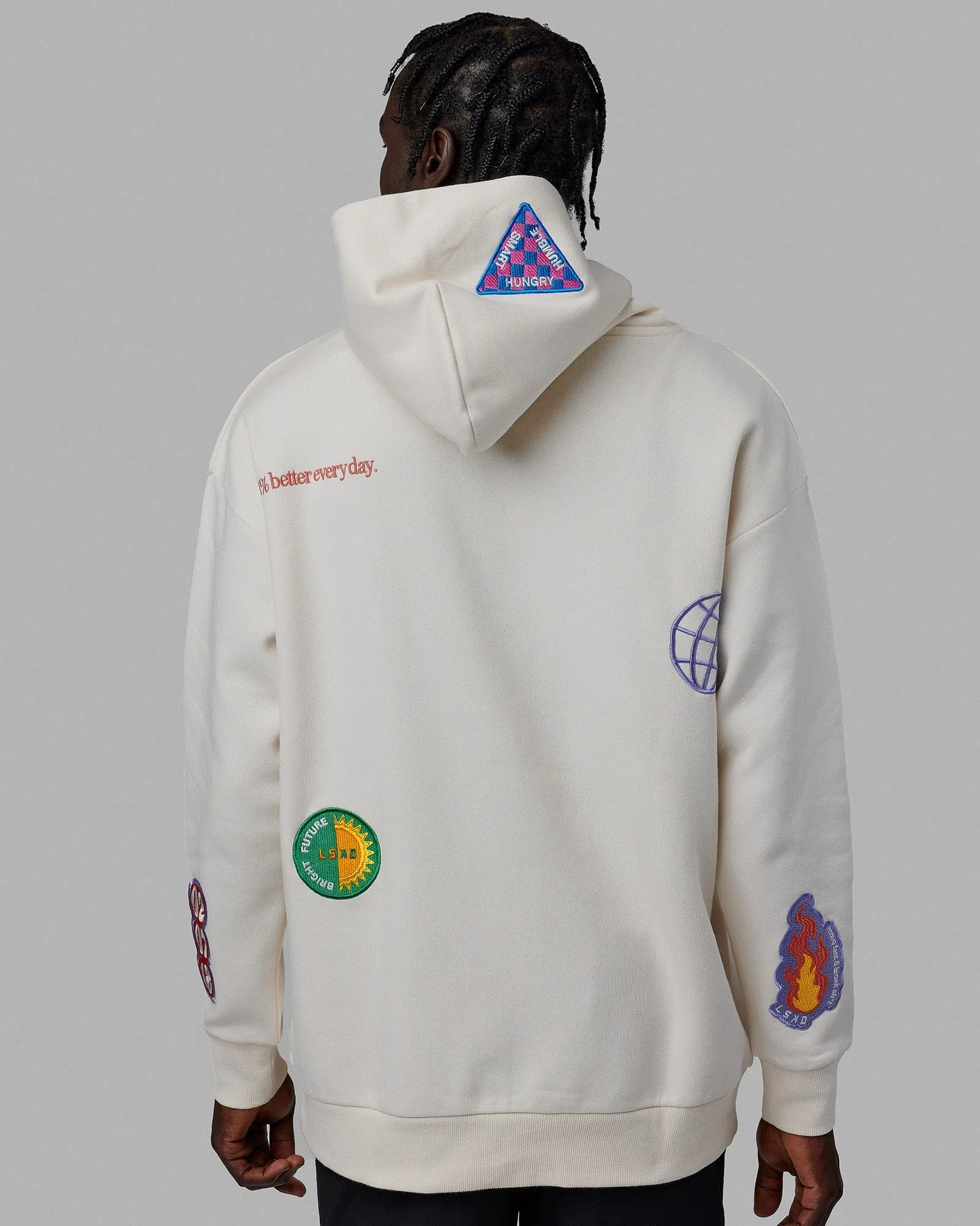 Unisex Patchwork Hoodie Oversize - Off White sold by LSKD product image thumbnail 4