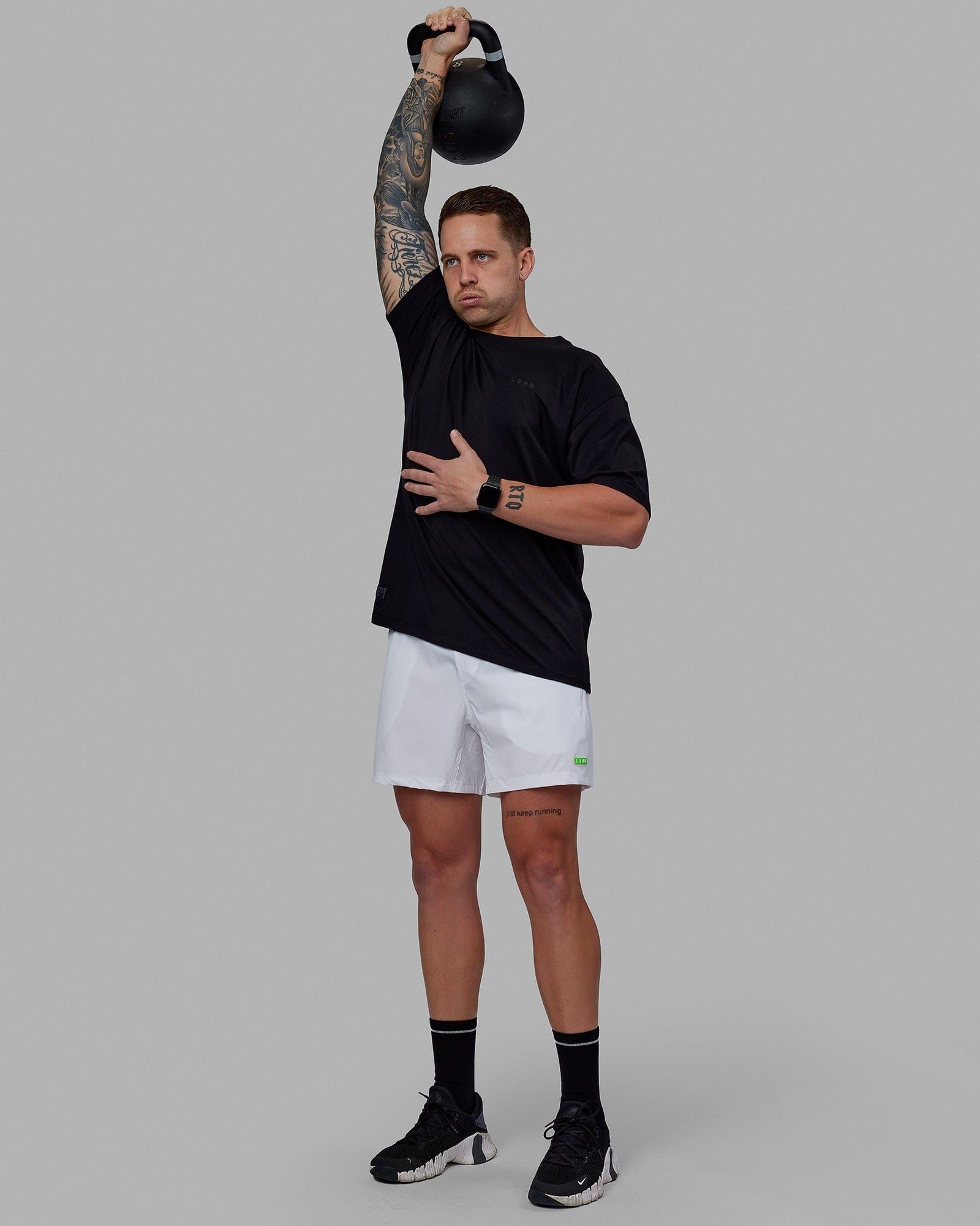 Rep 5" Performance Shorts - White-Lime sold by LSKD product image thumbnail 2