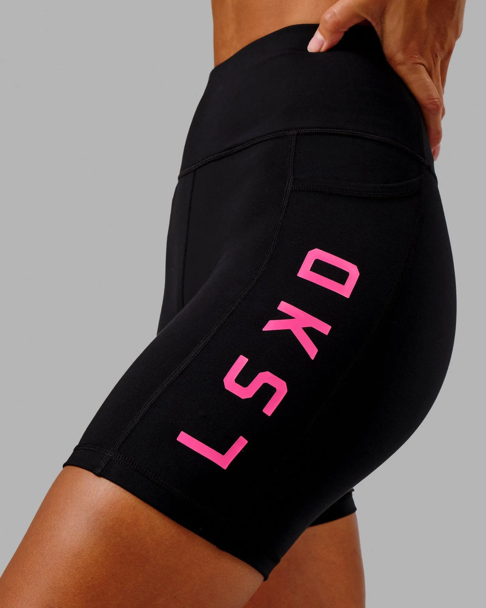 Rep Mid Short Tights - Black-Boysenberry sold by LSKD product image thumbnail 3