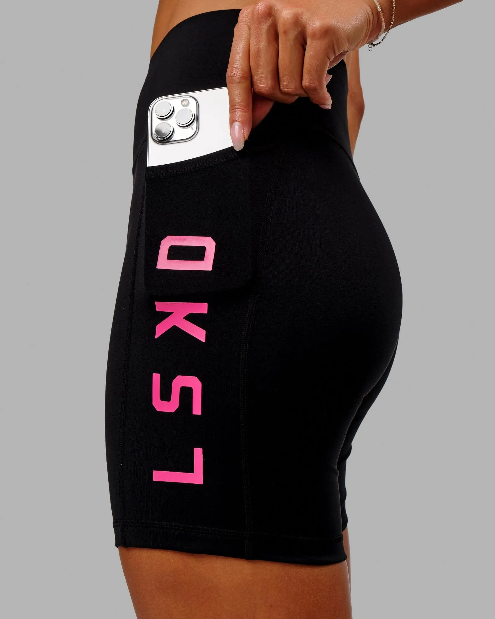 Rep Mid Short Tights - Black-Boysenberry sold by LSKD product image thumbnail 5