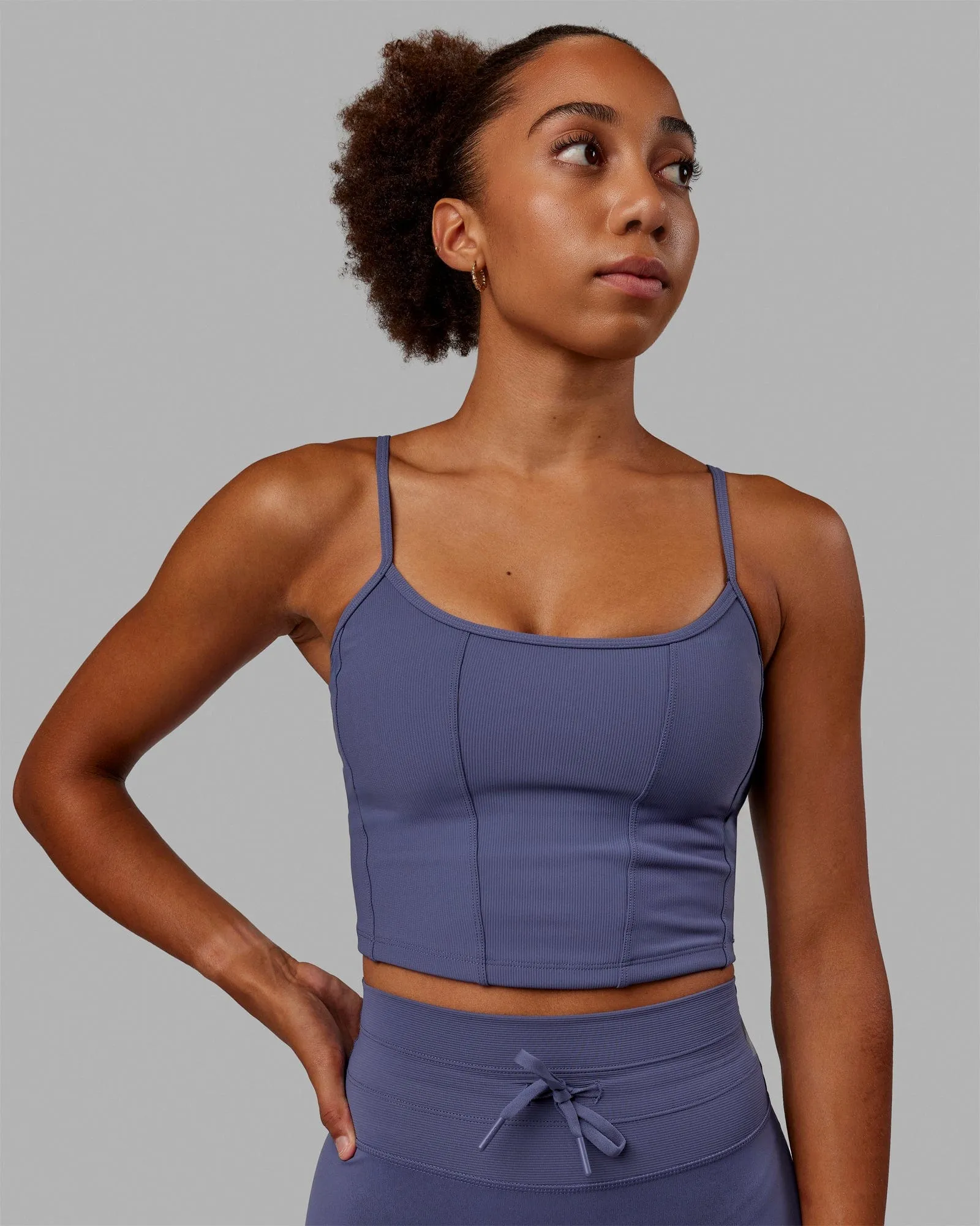 Resistance Ribbed Shelf Bra Performance Tank - Future Dusk sold by LSKD product image thumbnail 2