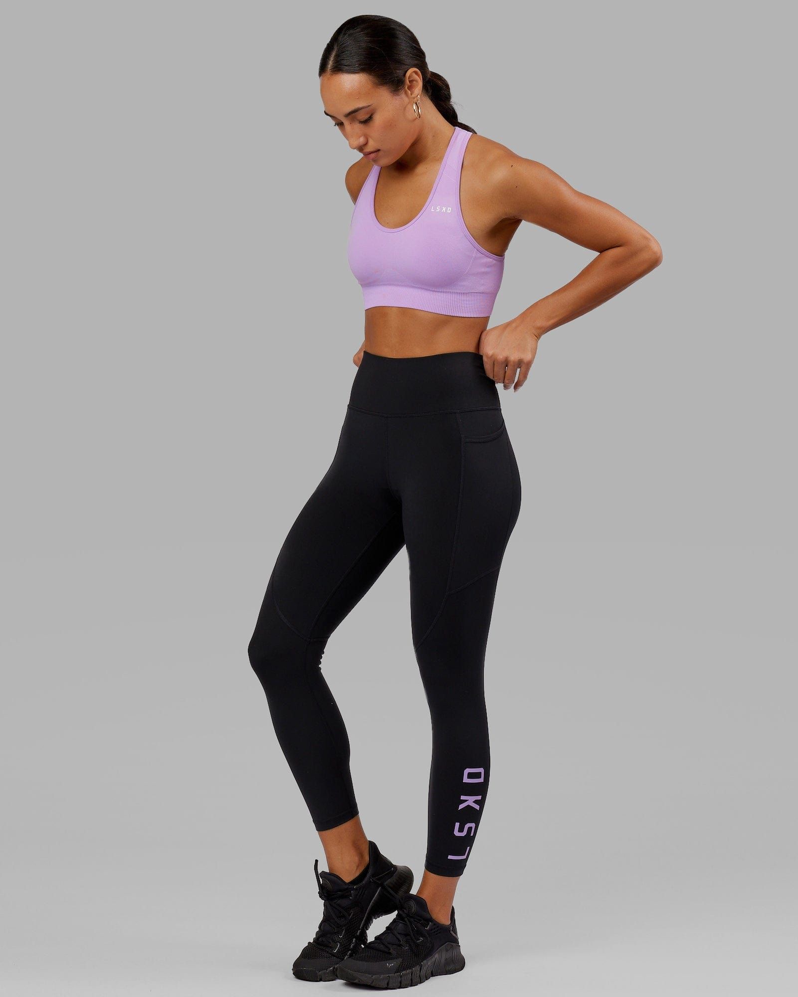 Rep 7/8 Length Tights - Black-Lilac sold by LSKD