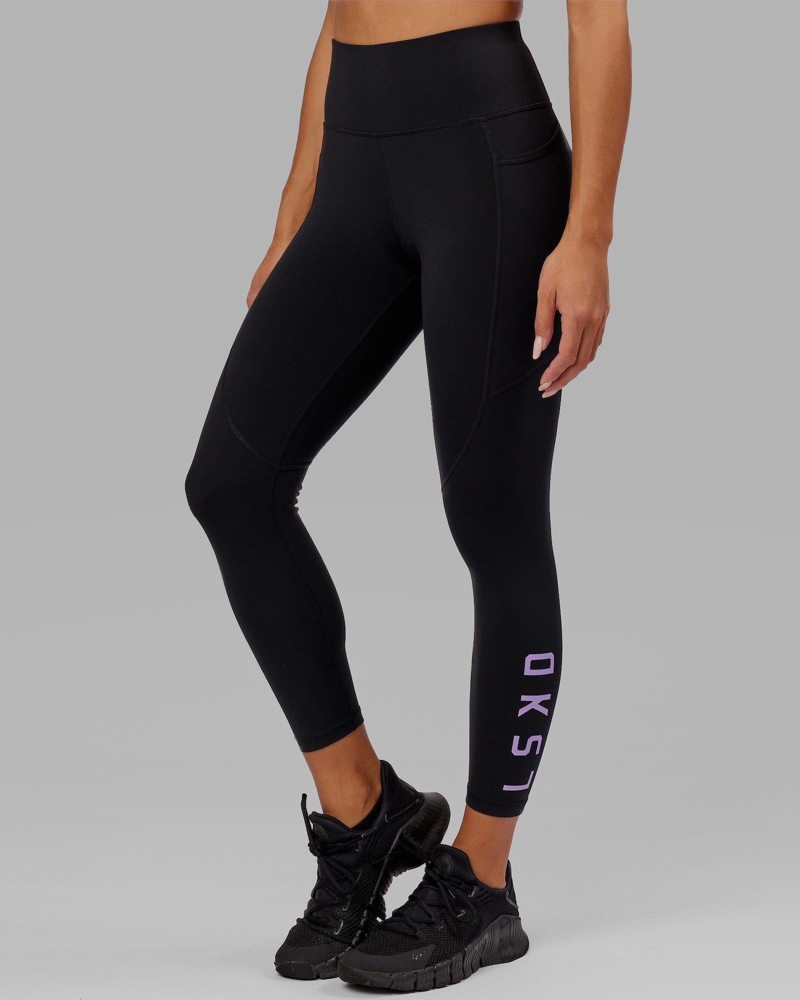 Rep 7/8 Length Tights - Black-Lilac sold by LSKD product image thumbnail 2