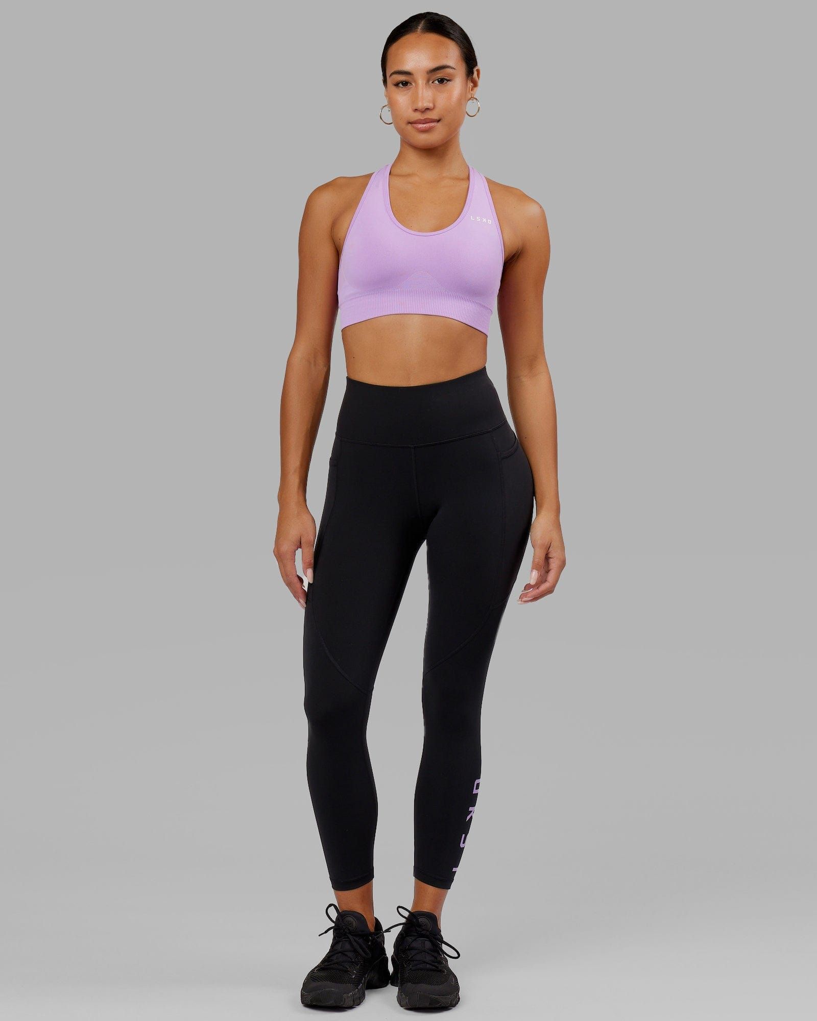 Rep 7/8 Length Tights - Black-Lilac sold by LSKD product image thumbnail 3
