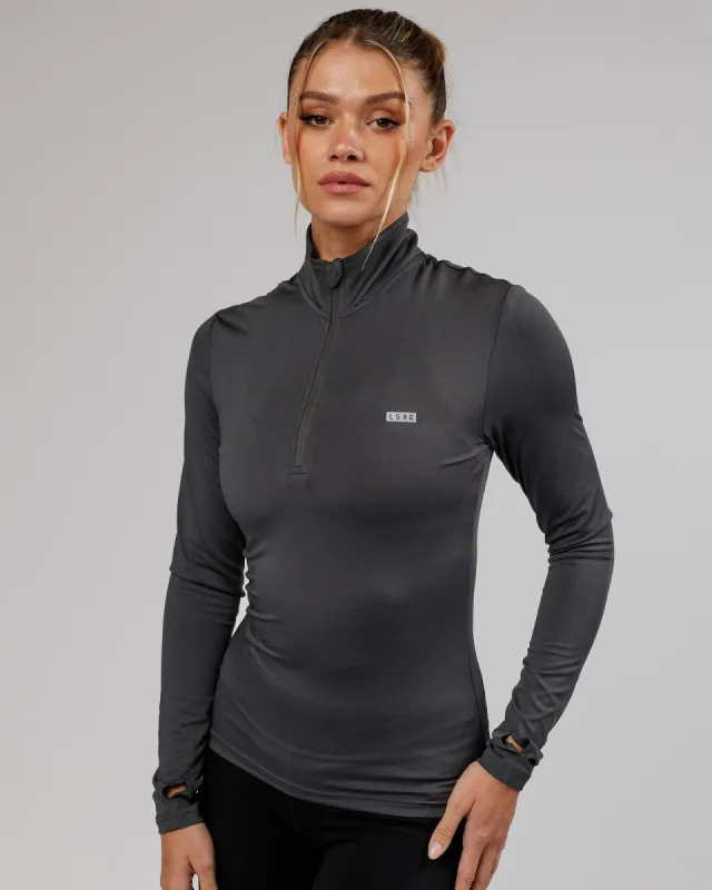 Streamlined 1/4 Zip Active LS Top - Asphalt sold by LSKD