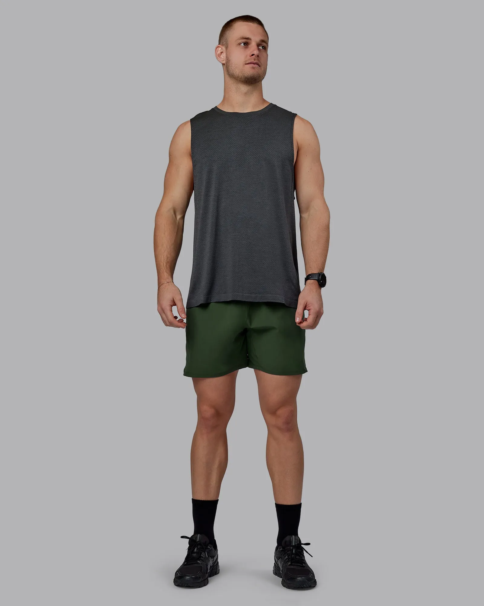 AeroFLX+ Seamless Muscle Tank - Pirate Black Marl sold by LSKD