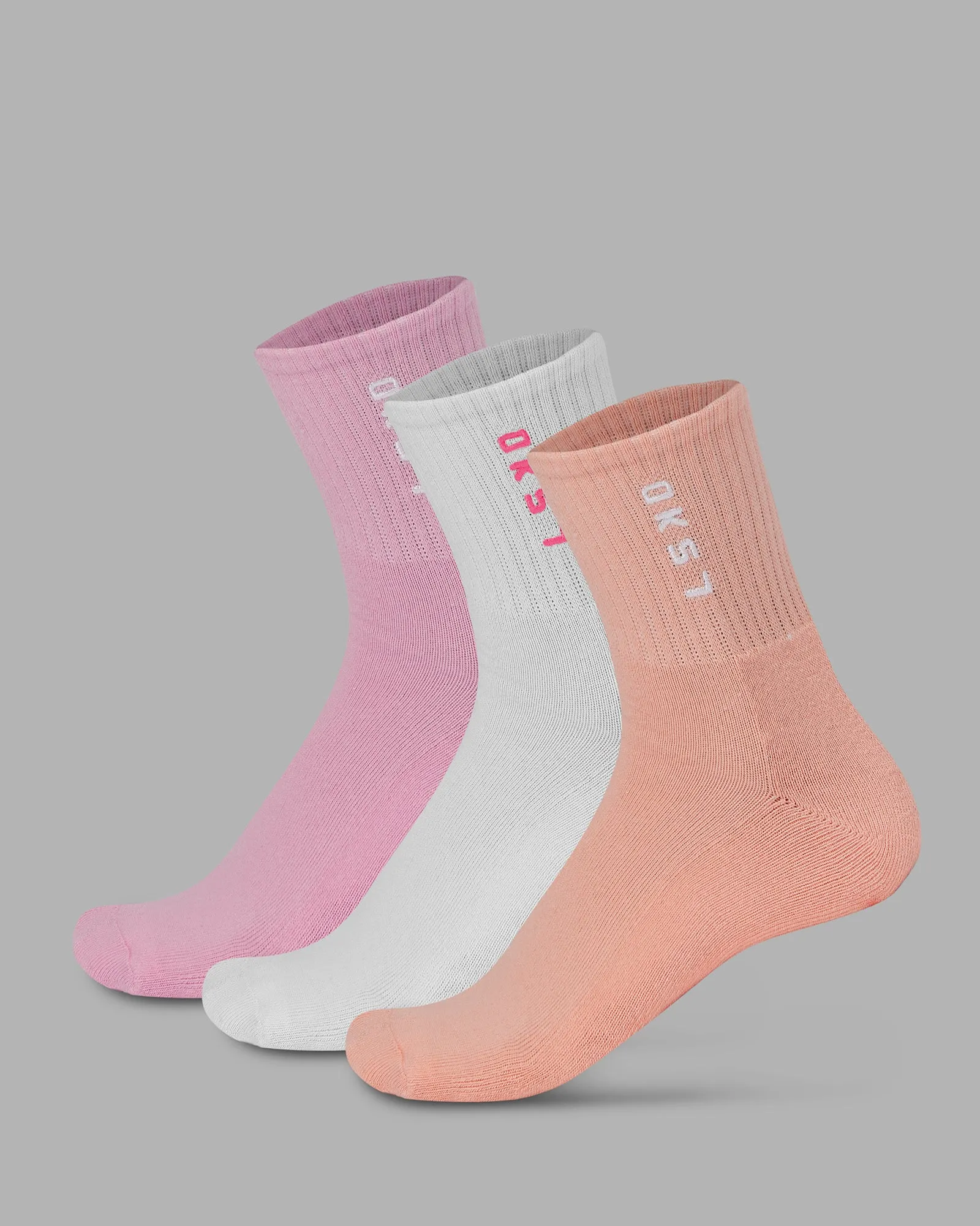 Signal Quarter Socks 3 Pack - Bubblegum-White-Murex Shell sold by LSKD