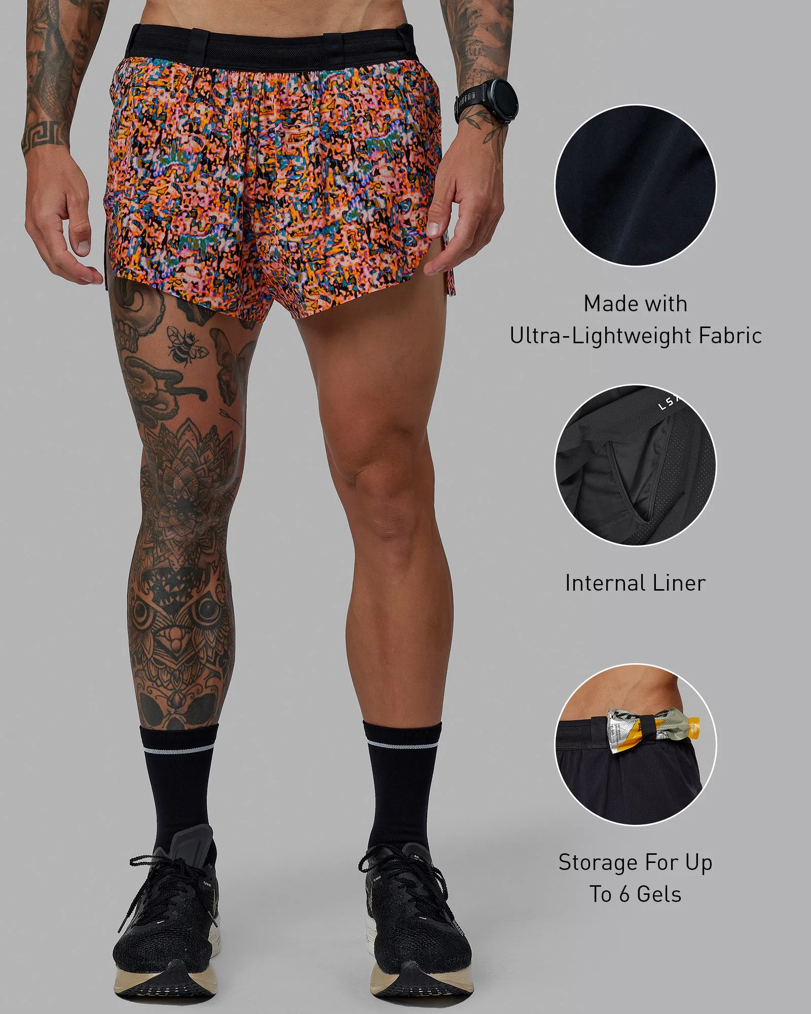 Race Day 3" Lined Running Shorts - Energy Orange sold by LSKD product image thumbnail 2