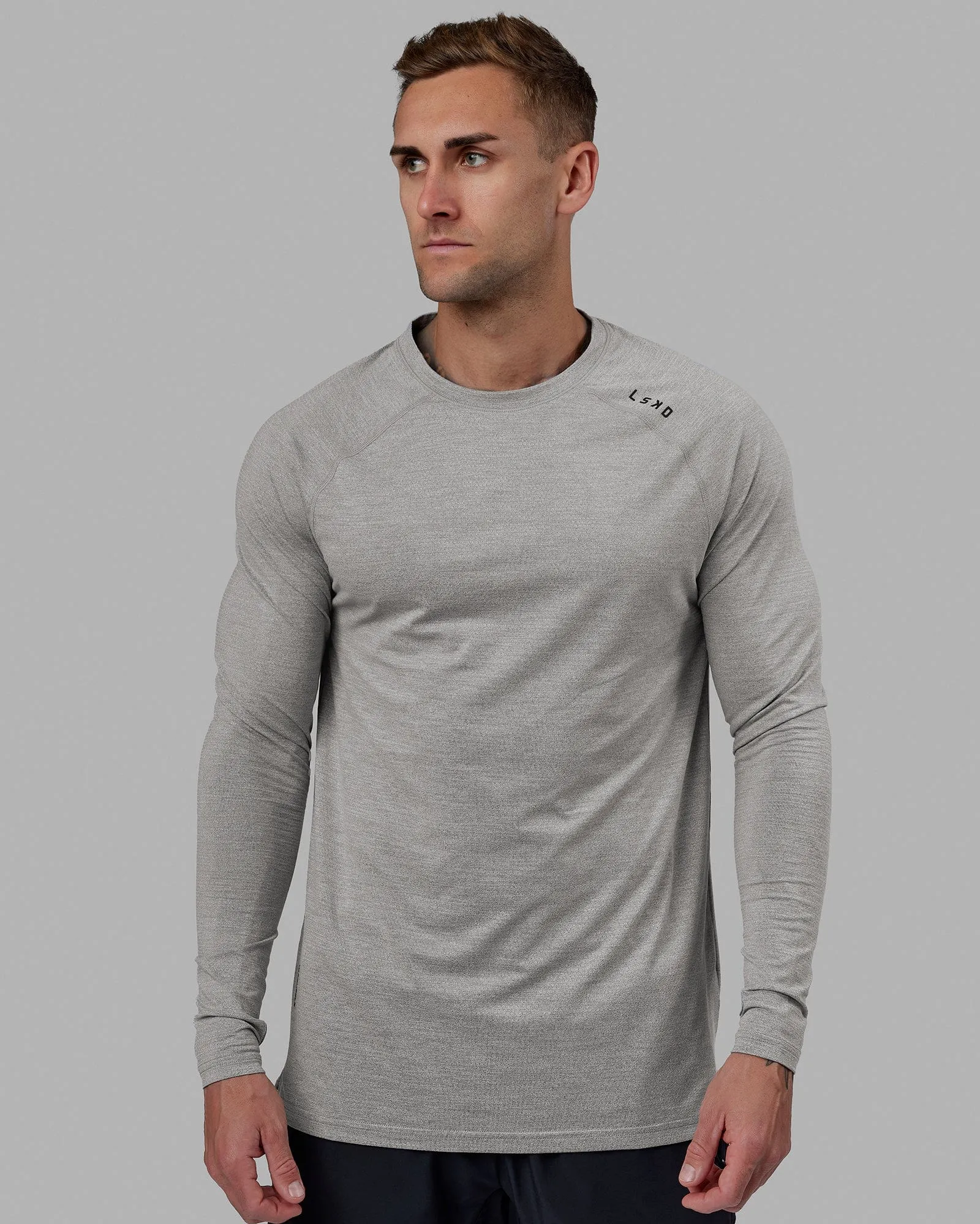 Perform VapourFLX LS Tee - Lt Grey Marl sold by LSKD