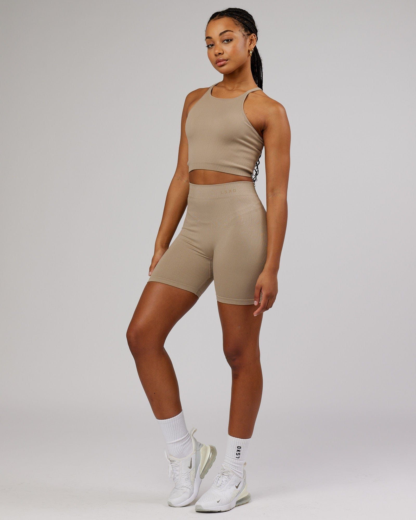 Minimal Seamless Crop Ribbed Tank - Taupe sold by LSKD product image thumbnail 5
