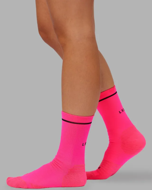 Fast Performance Crew Socks - Neon Pink-Black sold by LSKD