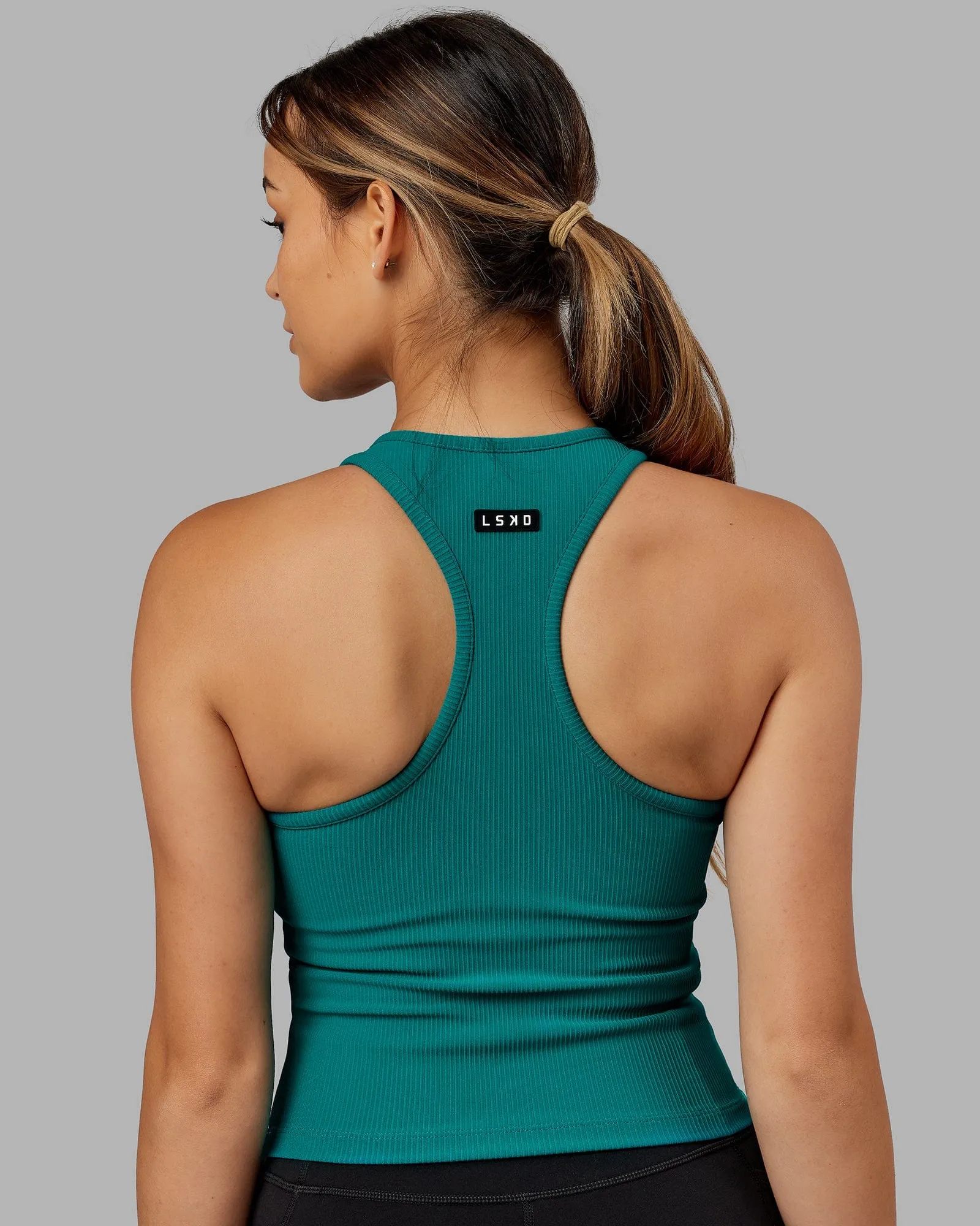 Flow Ribbed Shelf Bra Performance Tank - Sea Green sold by LSKD product image thumbnail 2