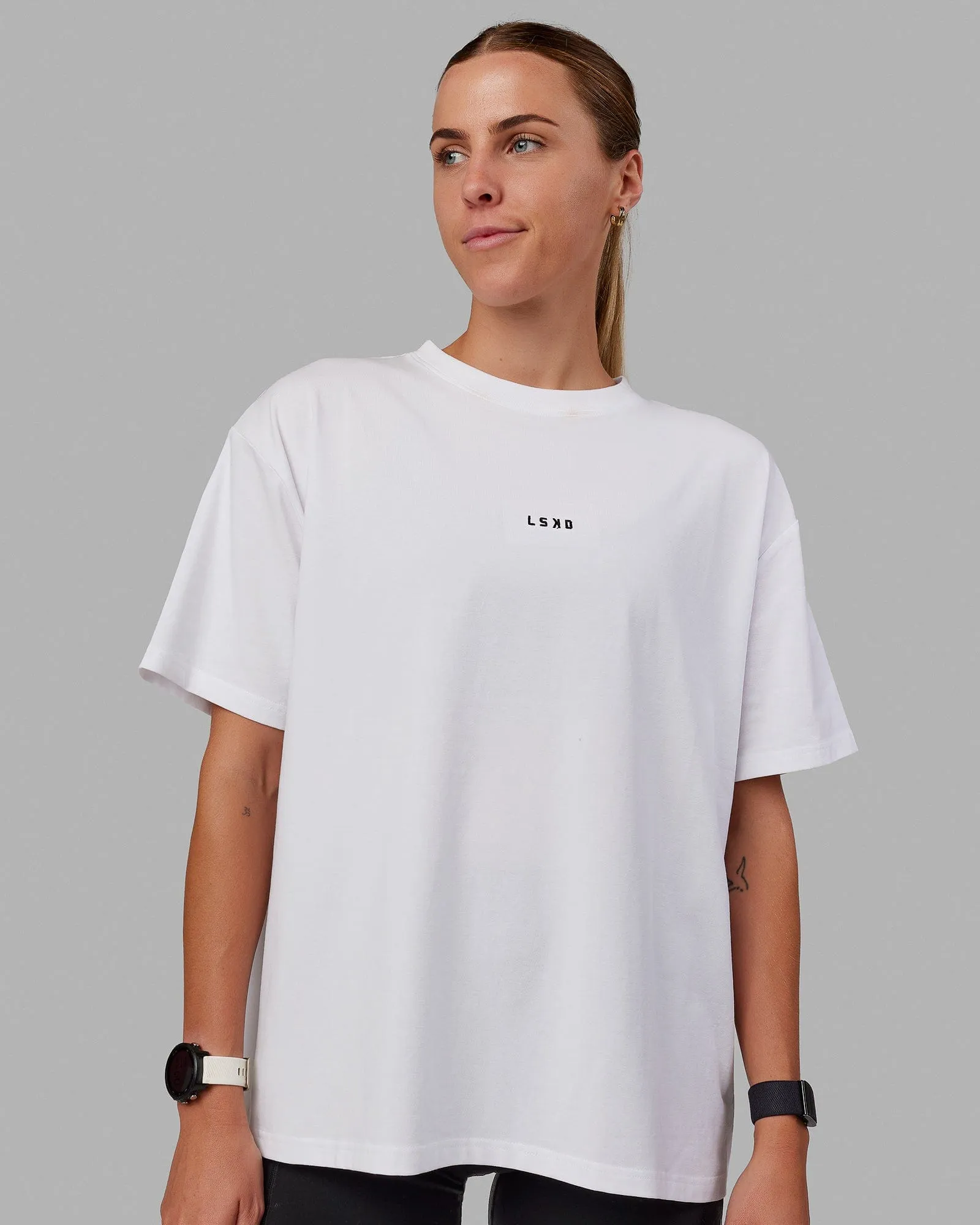 Go-To FLXCotton Oversized Tee - White-Black sold by LSKD