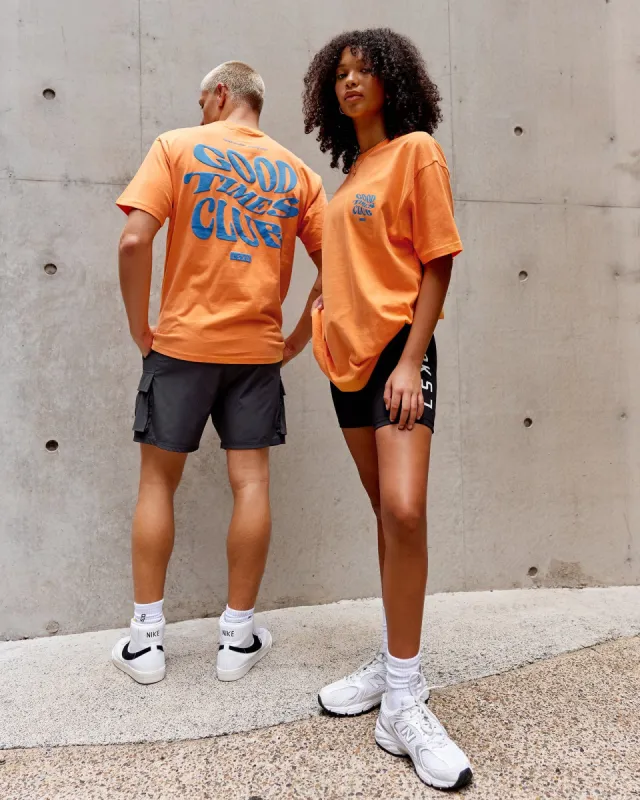 Unisex Good Times Heavyweight Tee Oversize - Tangerine-Blue sold by LSKD