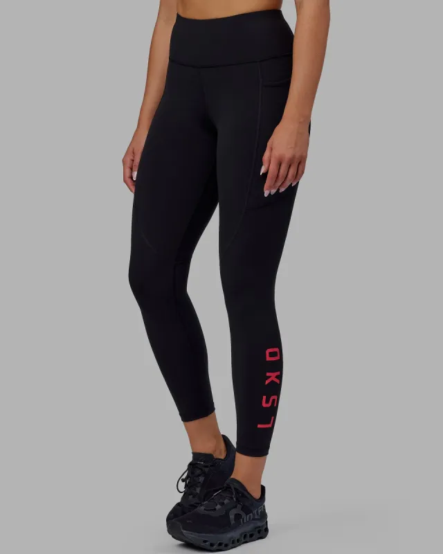 Rep 7/8 Length Tights - Black-Raspberry sold by LSKD