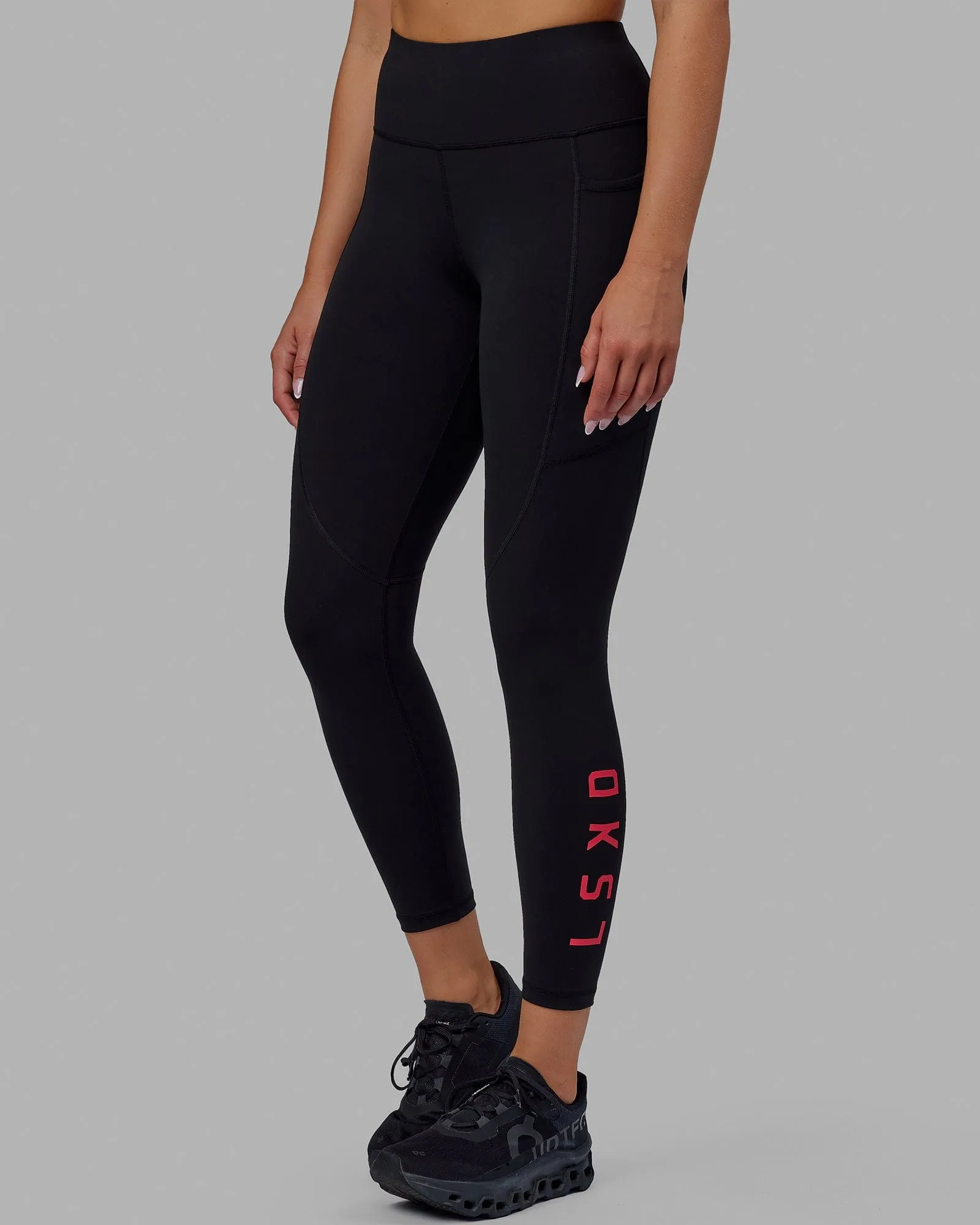 Rep 7/8 Length Tights - Black-Raspberry sold by LSKD