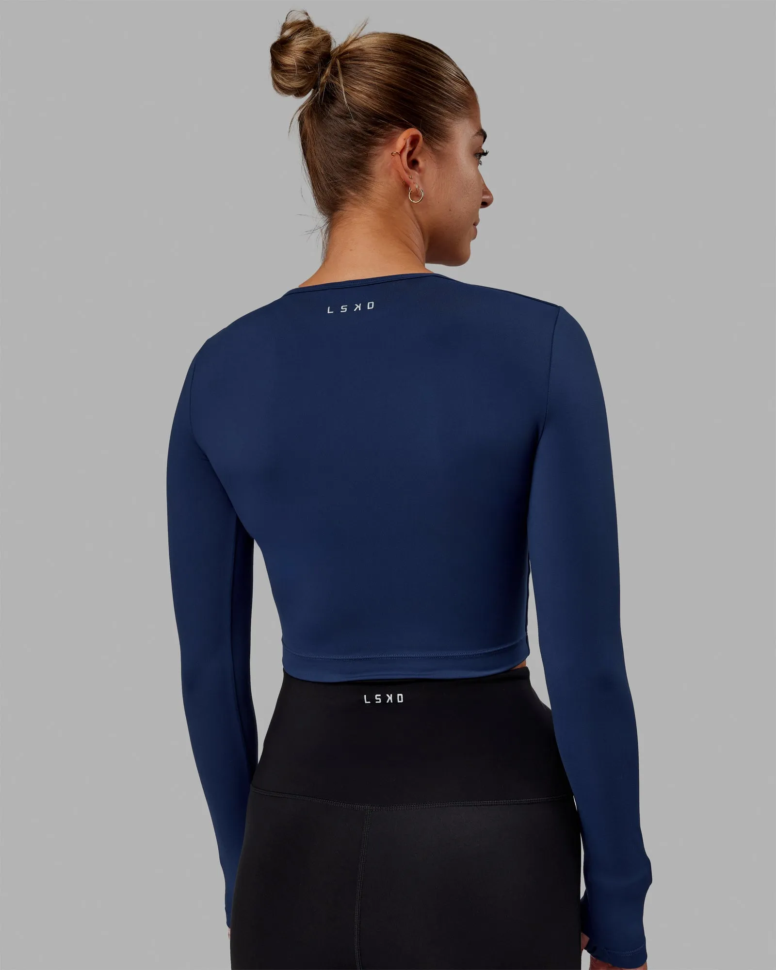 Staple Long Sleeve Cropped Tee - Midnight Blue sold by LSKD product image thumbnail 4